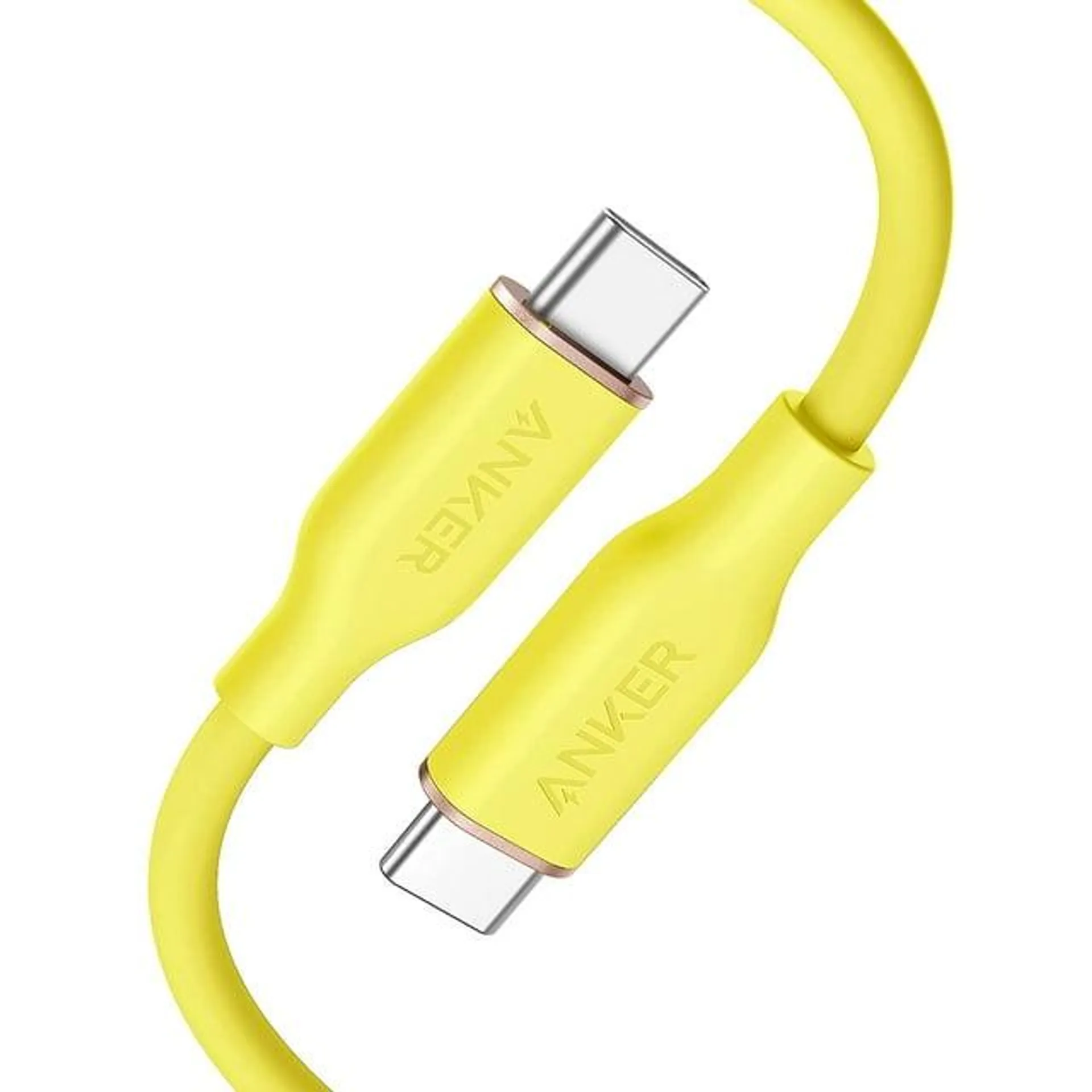 Anker Powerline III Flow, USB C to USB C Cable 100W 3ft, Type C Charging Cable Fast Charge (Daffodil Yellow)