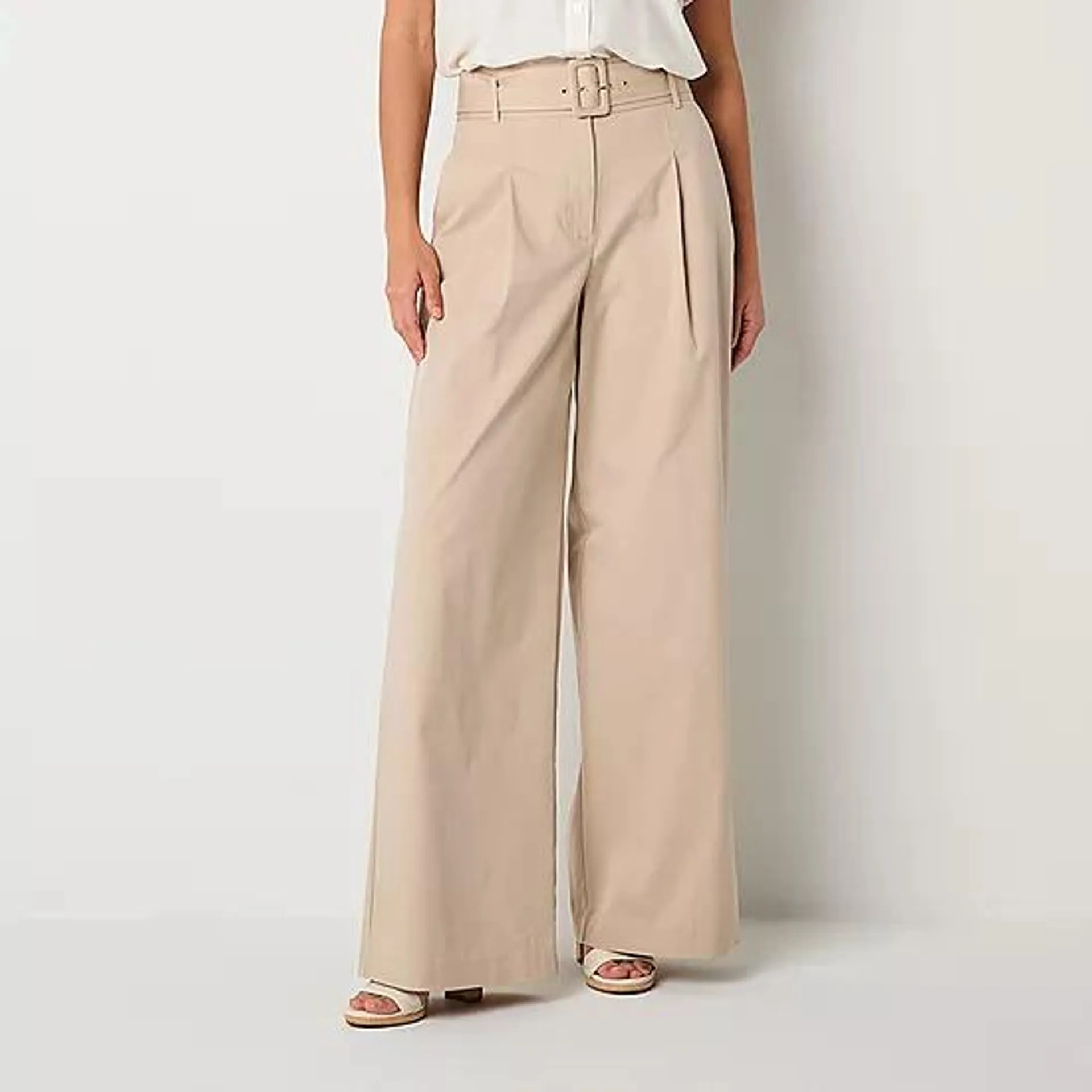 Worthington Womens Mid Rise Wide Leg Pant