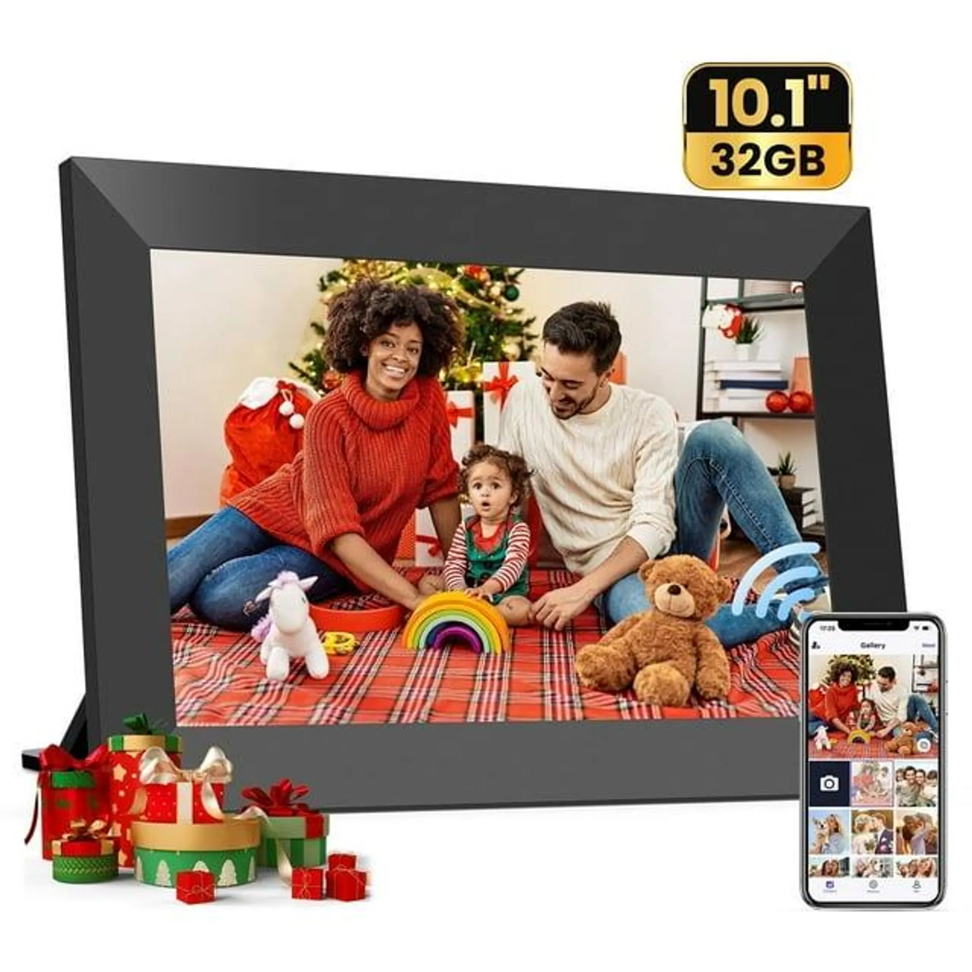 NUSICAN WiFi Digital Picture Frame 10.1" , Digital Photo Frames Touch Screen with 32G Memory, HD Electric Digital Frame Support Wall Mount, Auto-Rotate, Share Instant Photo from Anywhere, Best Gifts