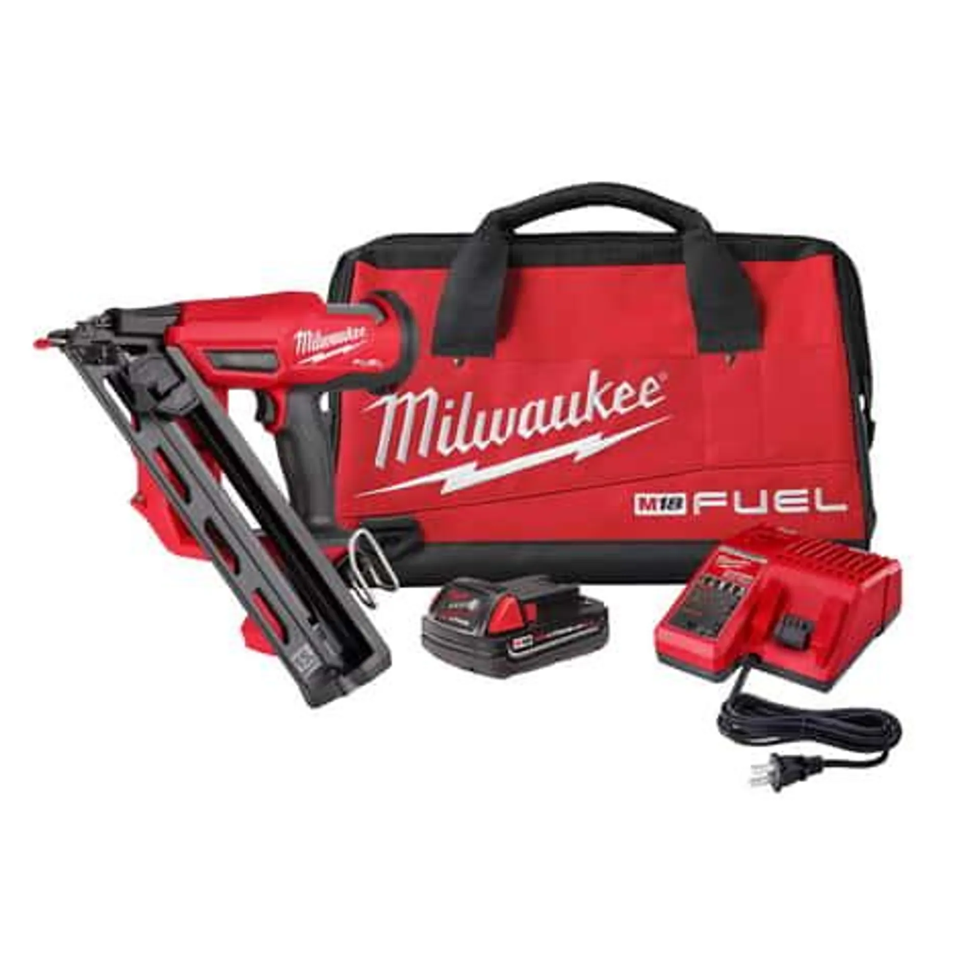 Milwaukee M18 FUEL 15 Ga. 18 Volt Brushless 34 deg Angled Finish Nailer Kit