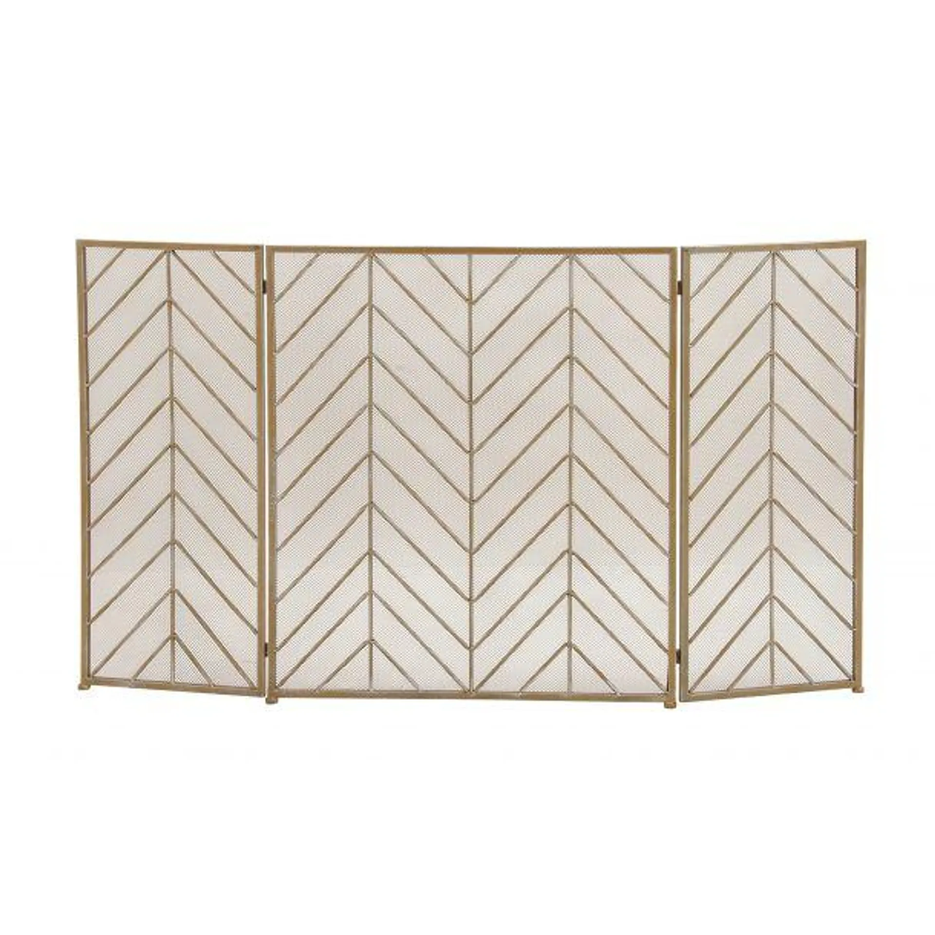 Marisol + Daisy Contemporary 52" Foldable Fireplace Screen in Metal - Brass