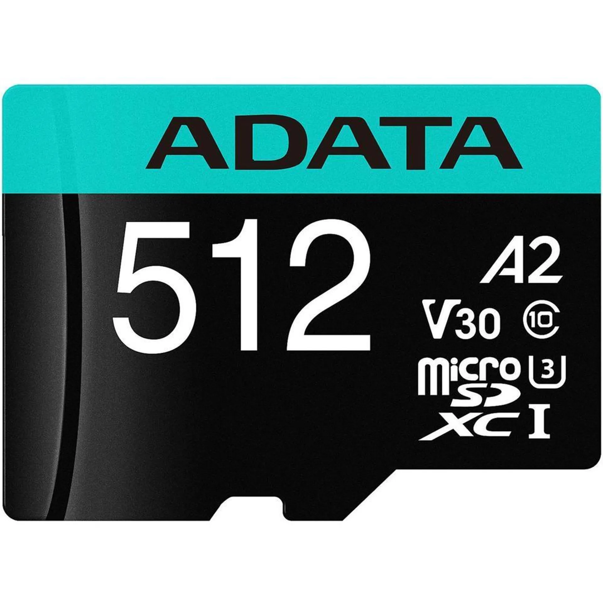 ADATA 512GB Premier Pro microSDXC UHS-I U3 / Class 10 V30 A2 Memory Card with SD Adapter, Speed Up to 100MB/s (AUSDX512GUI3V30SA