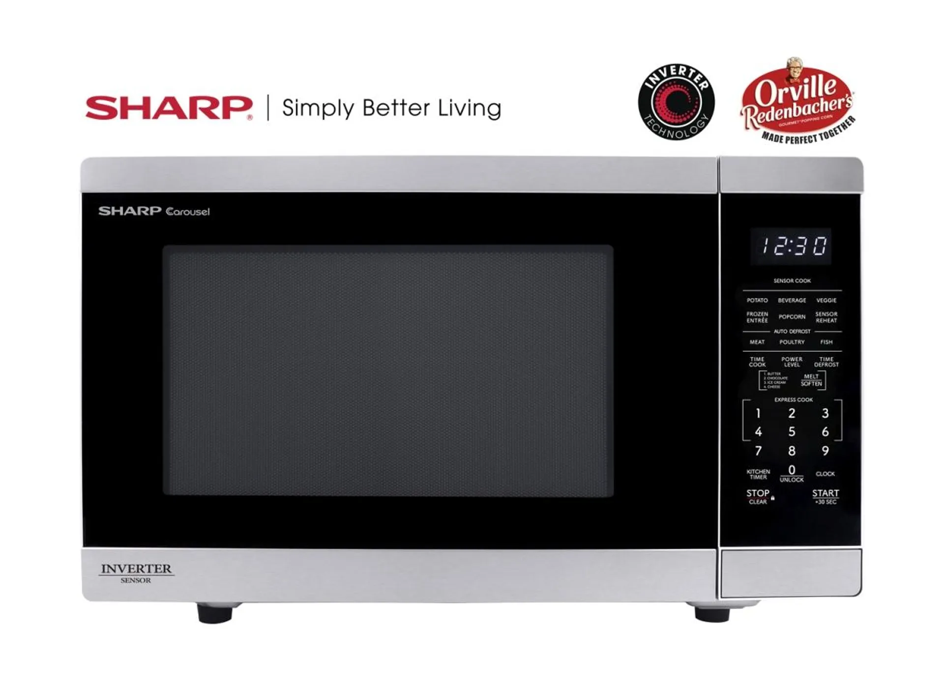 Sharp SMC1464KS 1.4 cu. ft. 1100 watt Stainless Steel Countertop Microwave Oven with Inverter Technology