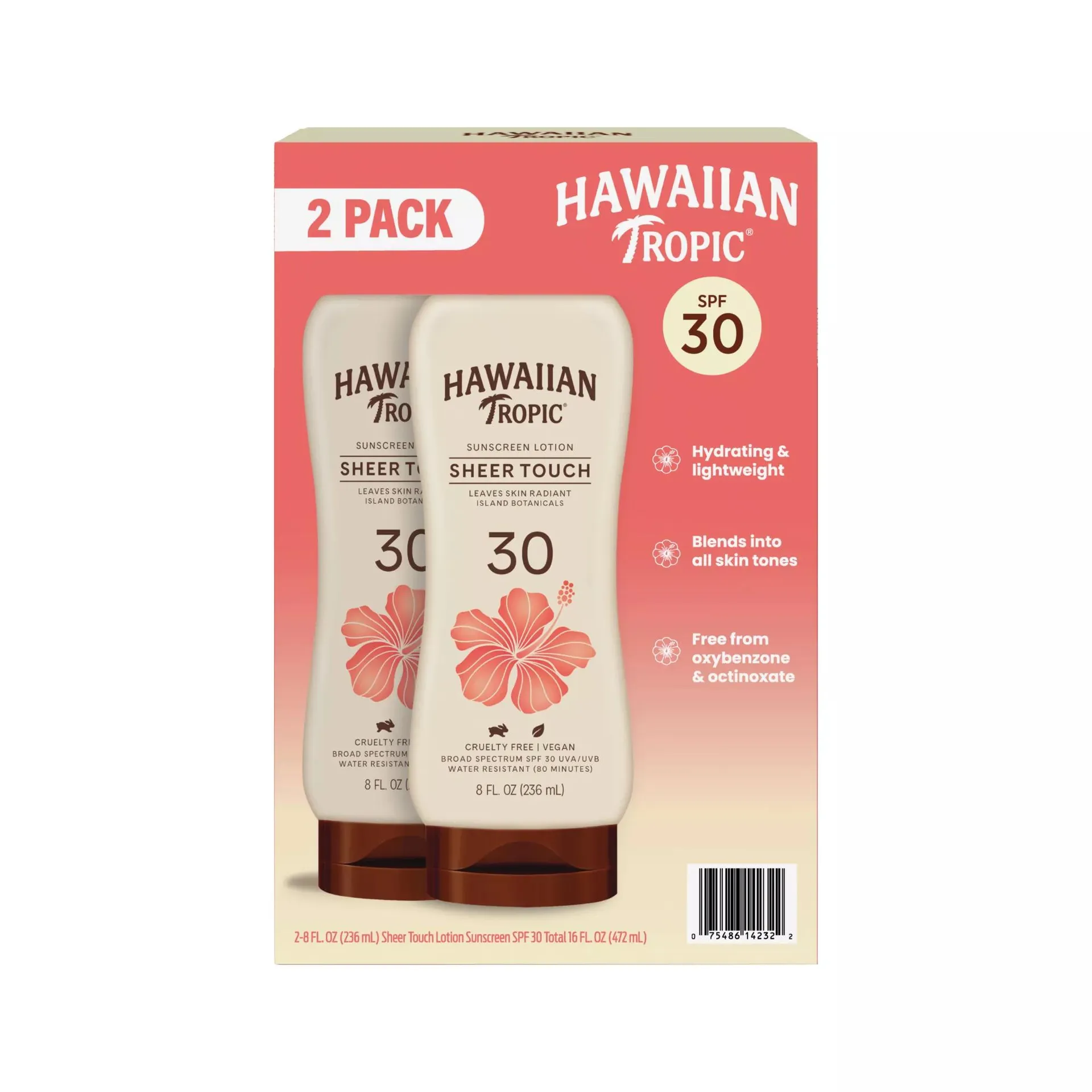 Hawaiian Tropic Sheer Touch Lotion SPF 30, 2 pk./8 oz.