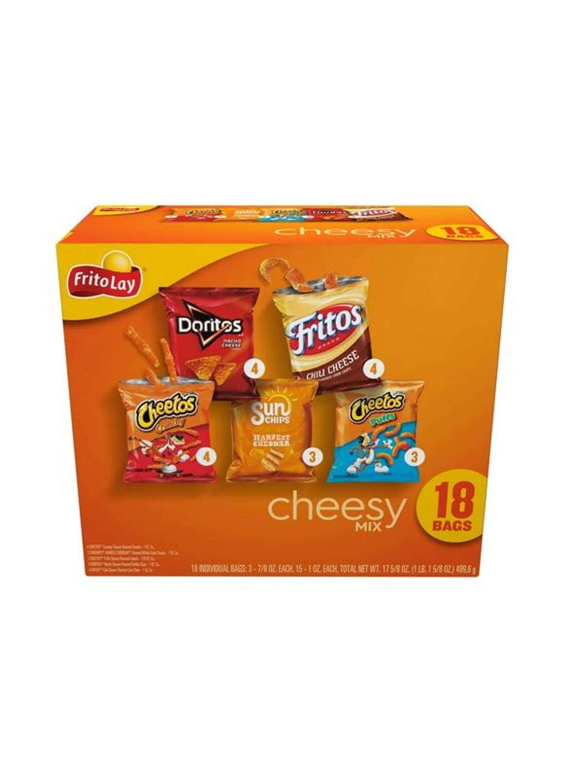 Frito-Lay Cheesy Snack Chips Variety Pack, 18 Count Multipack