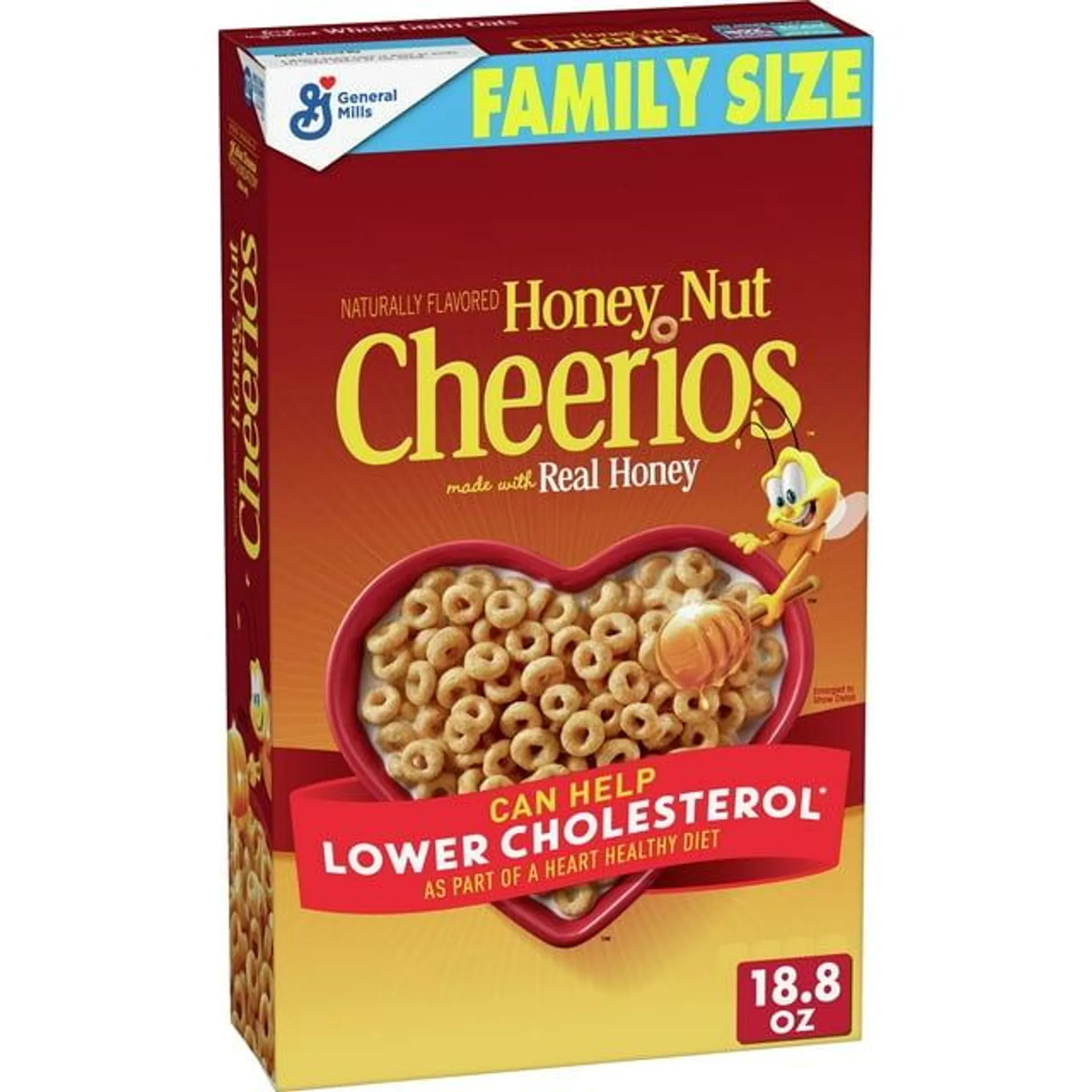 Honey Nut Cheerios Heart Healthy Gluten Free Breakfast Cereal, Family Size, 18.8oz