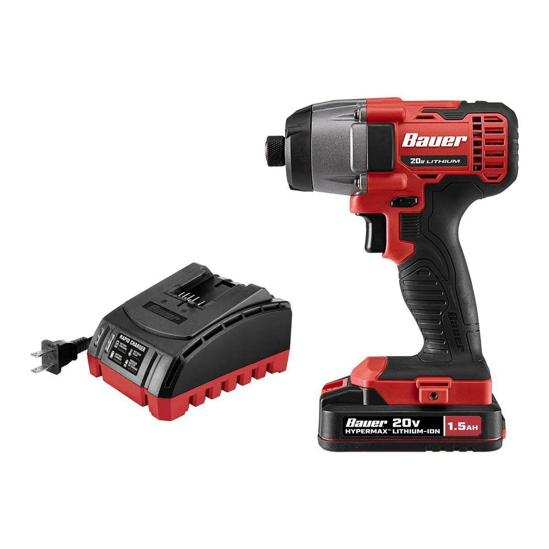 20V Cordless 1/4 in. Hex Compact Impact Driver Kit with 1.5Ah Battery, Rapid Charger