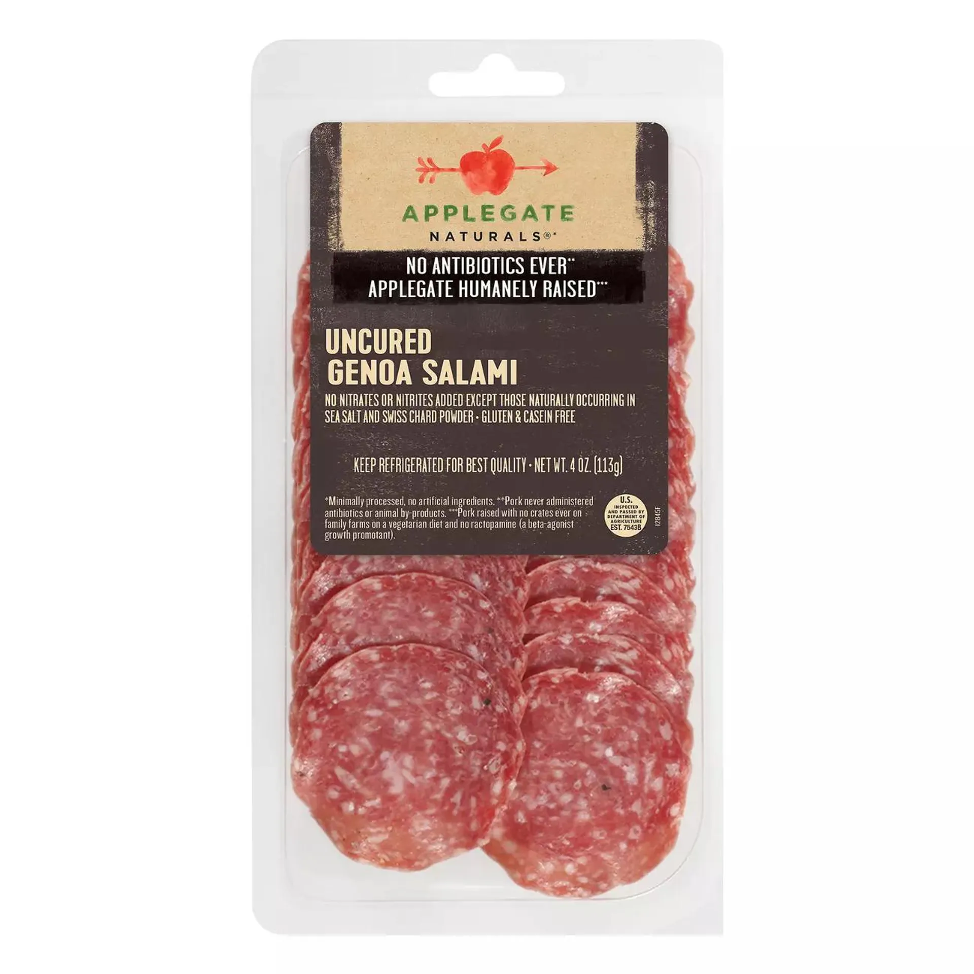 Applegate Uncured Genoa Salami Sliced