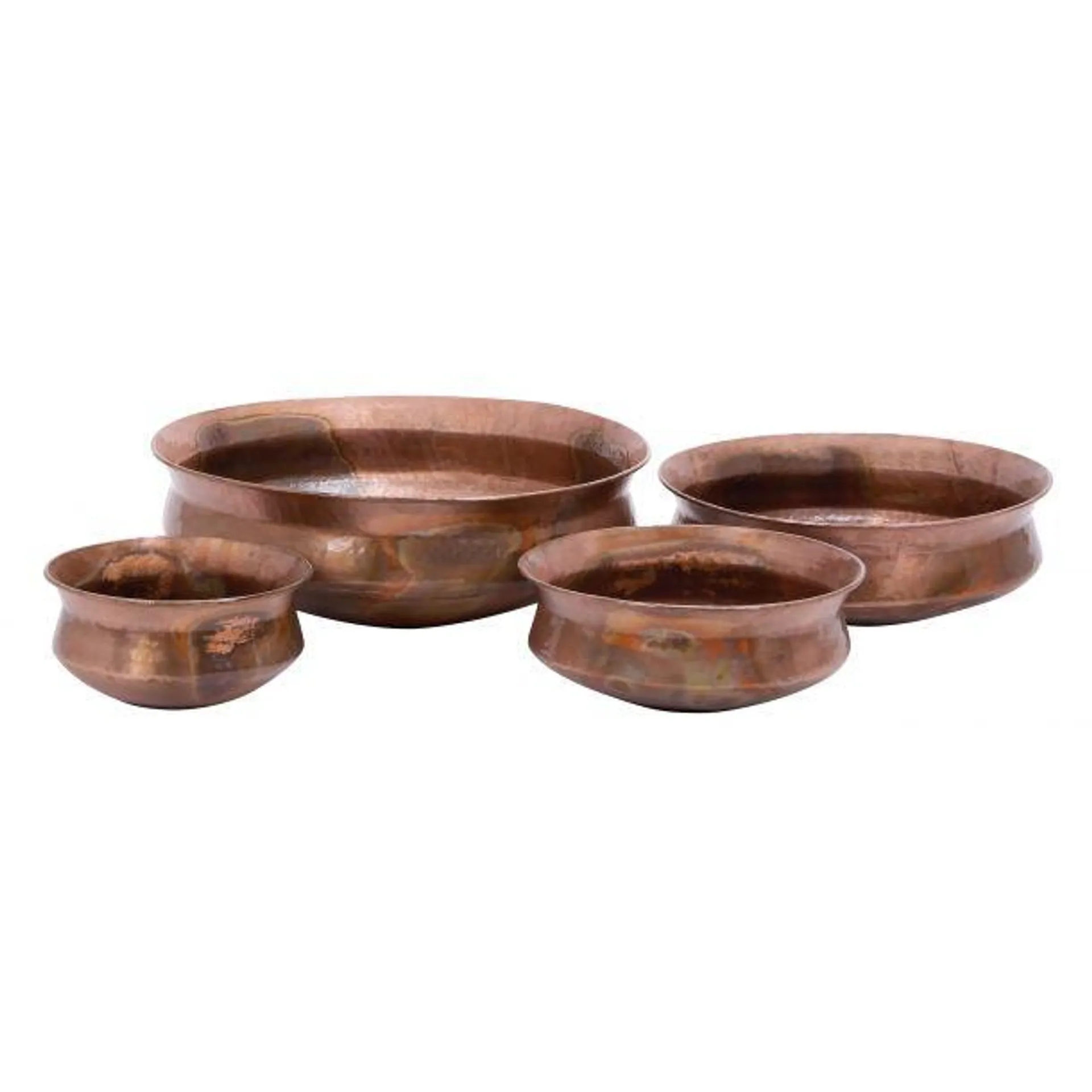 Marisol + Daisy Rustic Small Indoor Outdoor Planter in Metal (Set of 4) - Copper