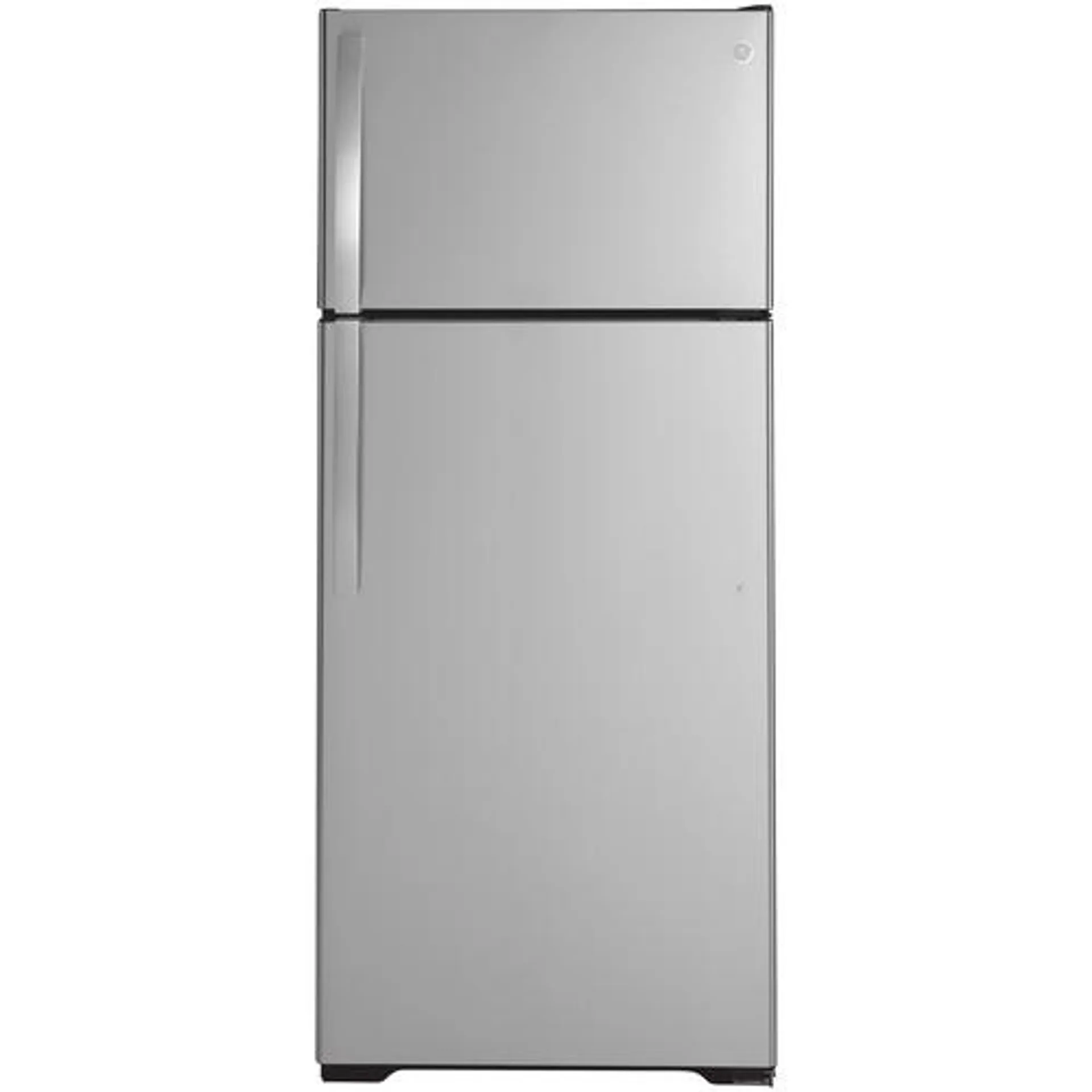 - 17.5 CuFt Top-Mount Refrigerator in Fingerprint Resistant Stainless Steel with High-Gloss Handles