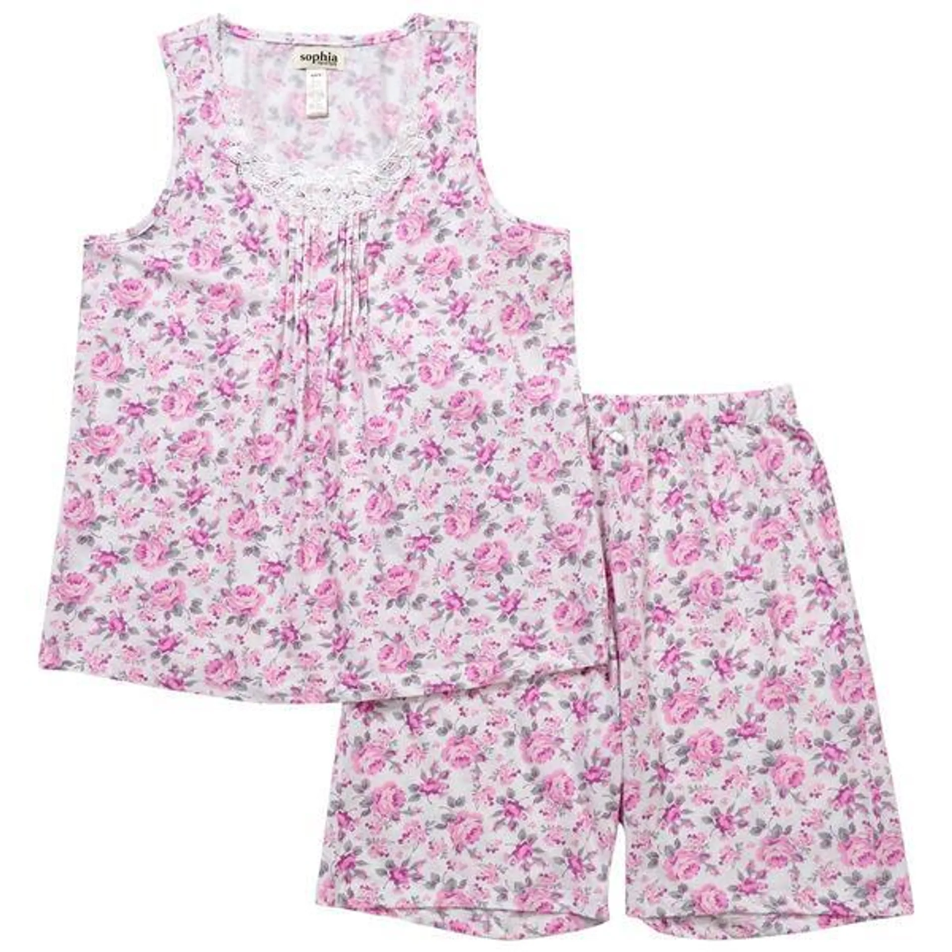 Womens Sophia by Rene Rofe Floral Tank & Bermuda Short Pajama Set