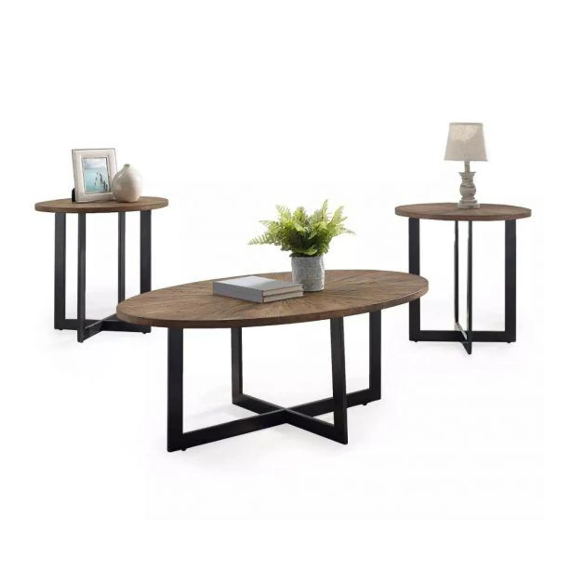 Colton 3-Piece Occasional Table Set by Steve Silver Company - Black/Brown