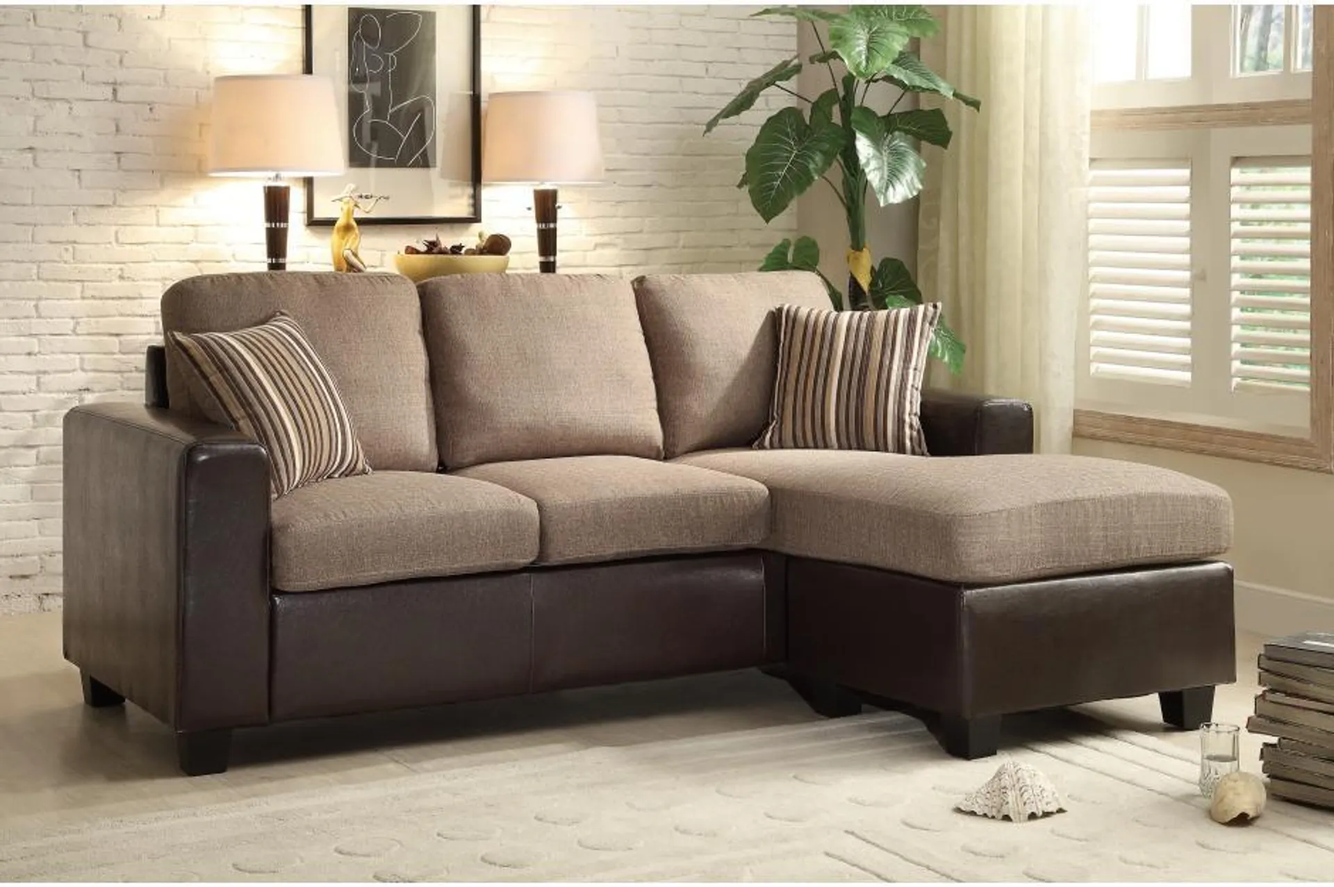 Made4Mattress 36.5 x 58.5 x 80 in. Slater Reversible Sofa Chaise - Brown