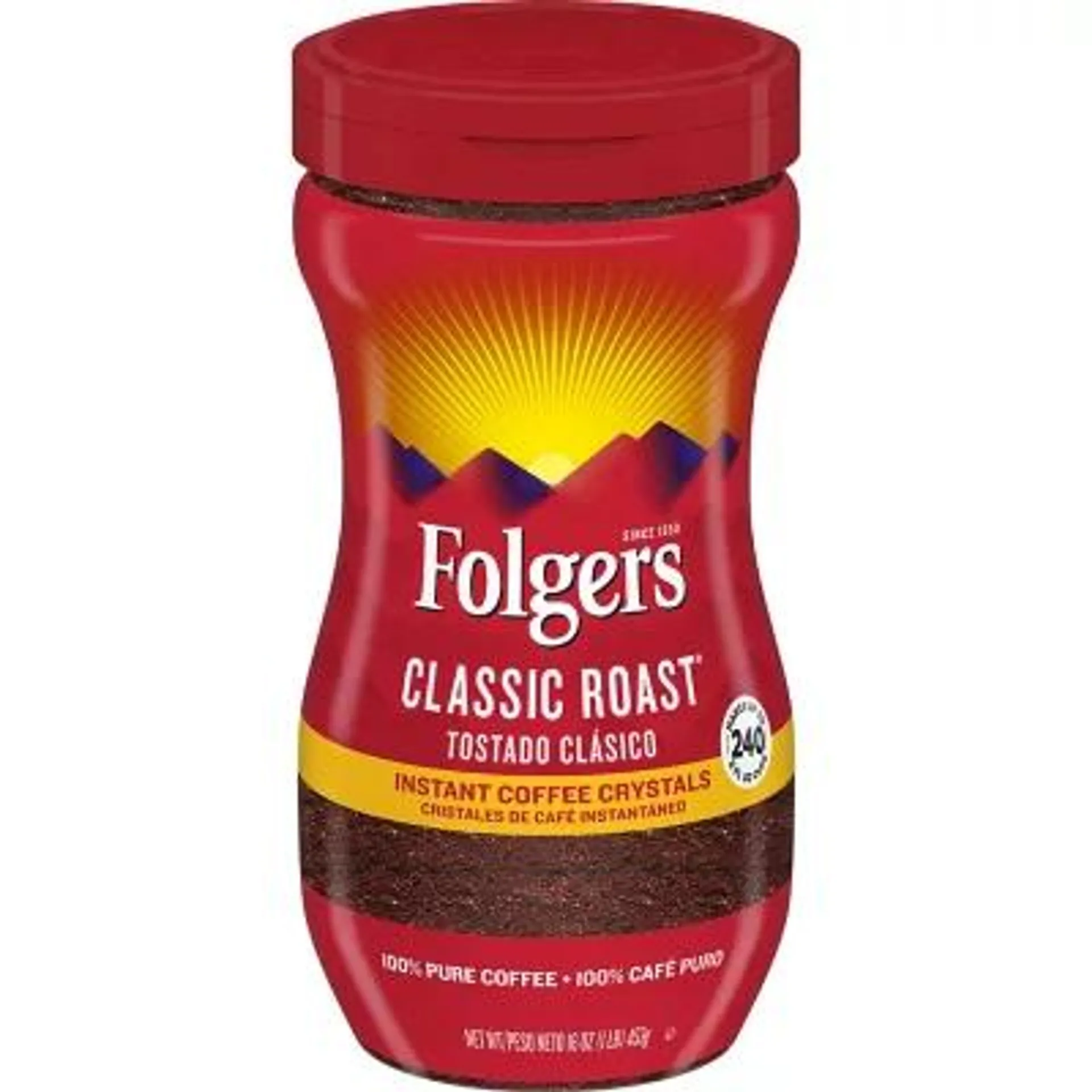 Folgers Classic Roast Instant Coffee Crystals, 16 oz.