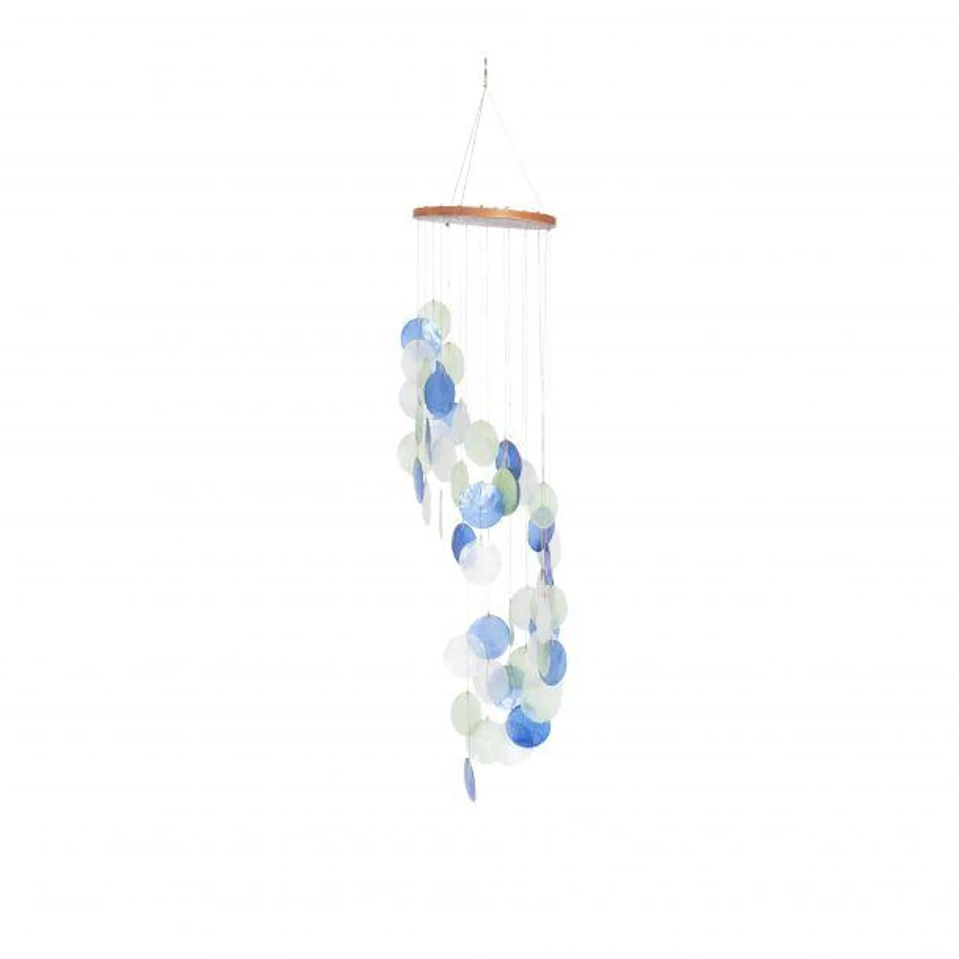 Marisol + Daisy Coastal 31" Capiz Shell Waterfall Wind Chime - Blue