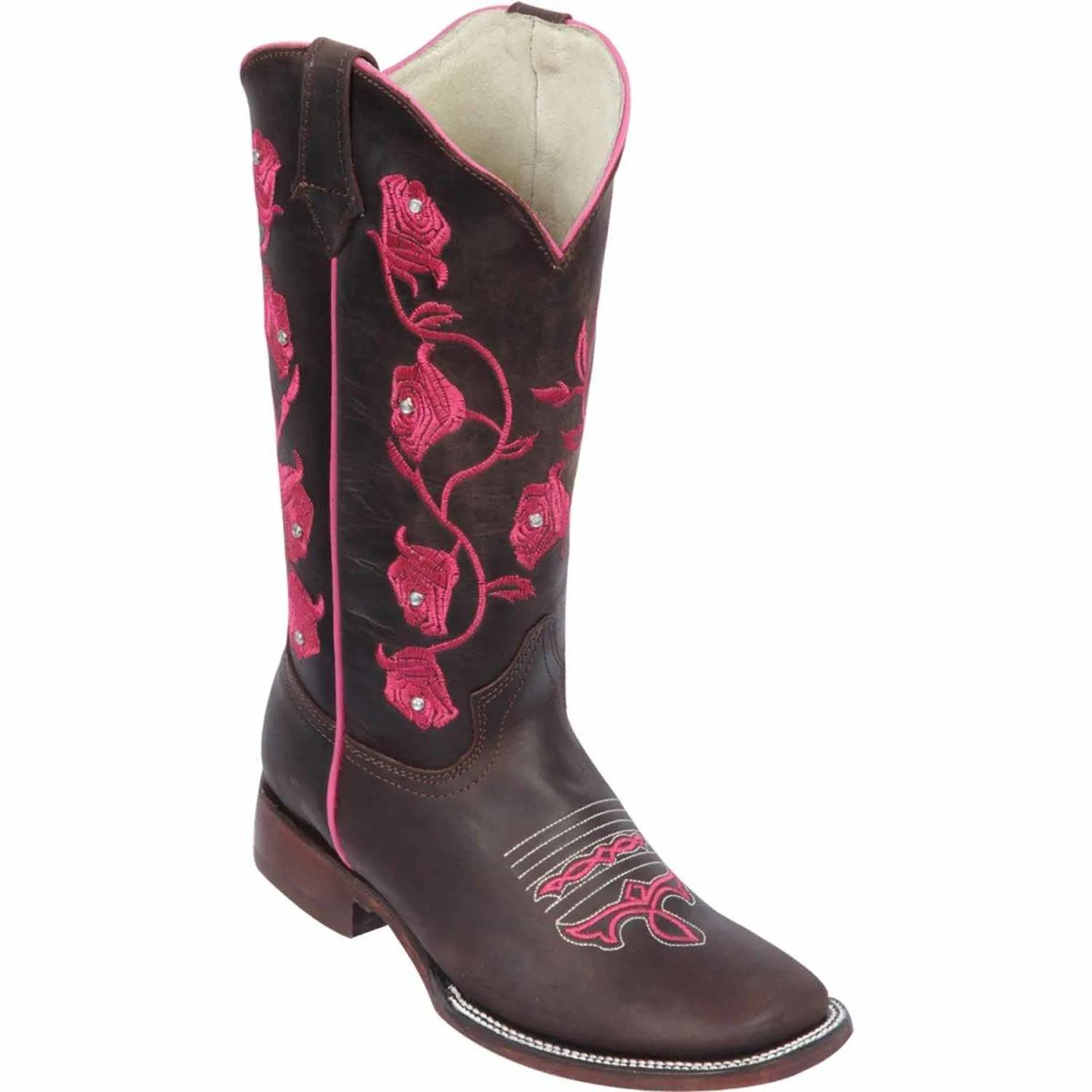 Botas de Cuero con Flores para Mujer en Horma Rodeo Q322MF6207