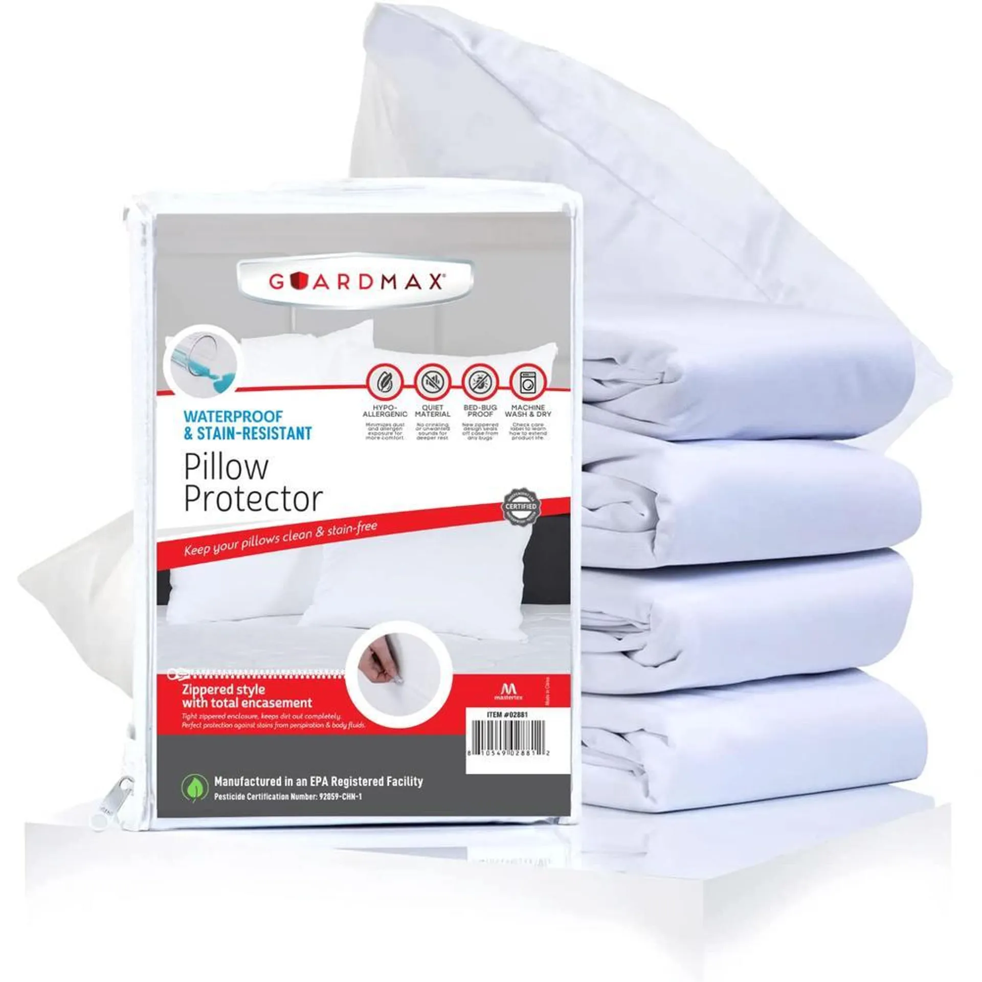 Great Choice Products Waterproof Pillow Protector Queen Size - Zippered Bed Bug Pillow Protector 4 Pack - Hypoallergenic Pillow Case Cover Protects…