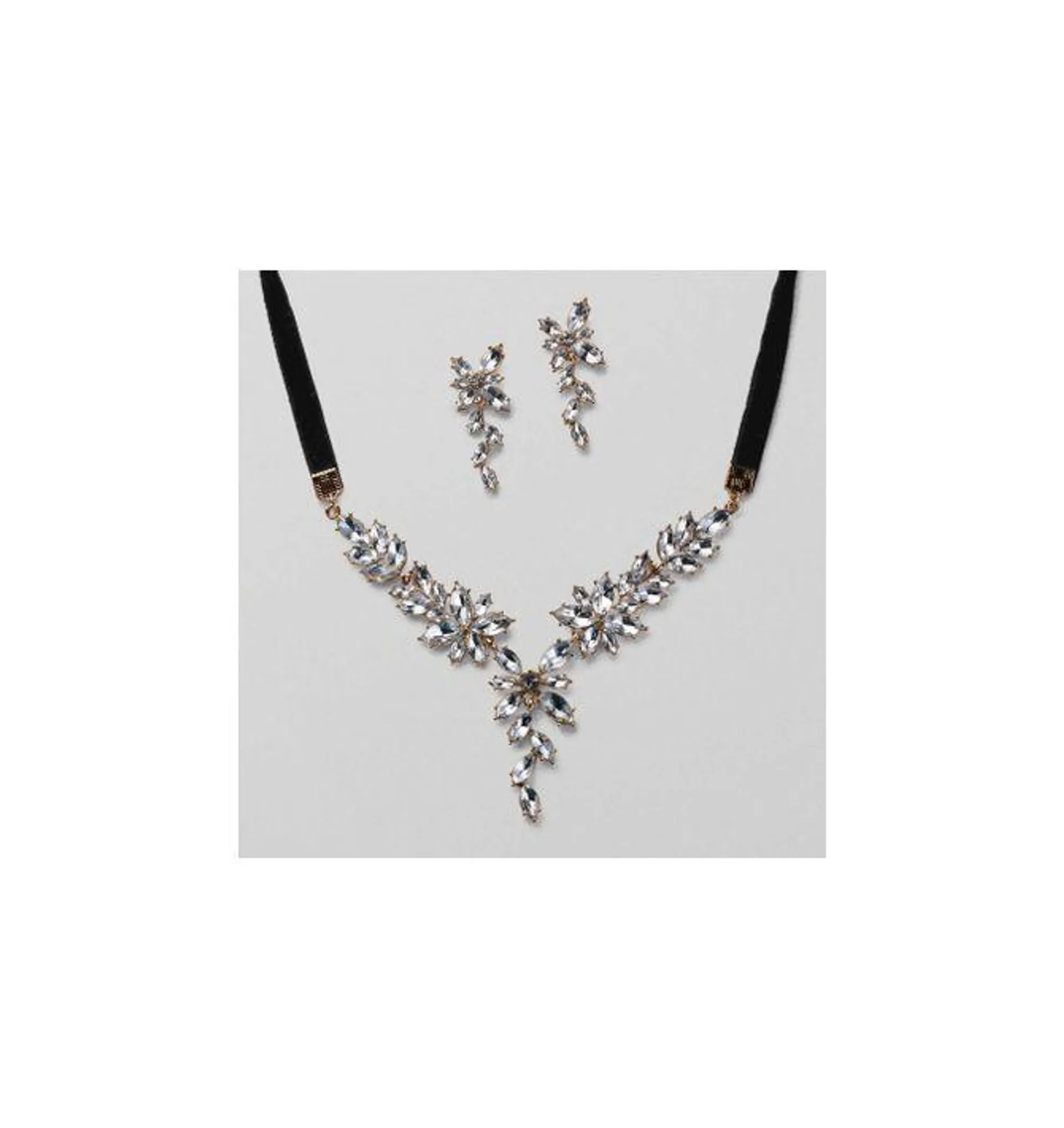 Crystal Cascade Necklace and Earring Set