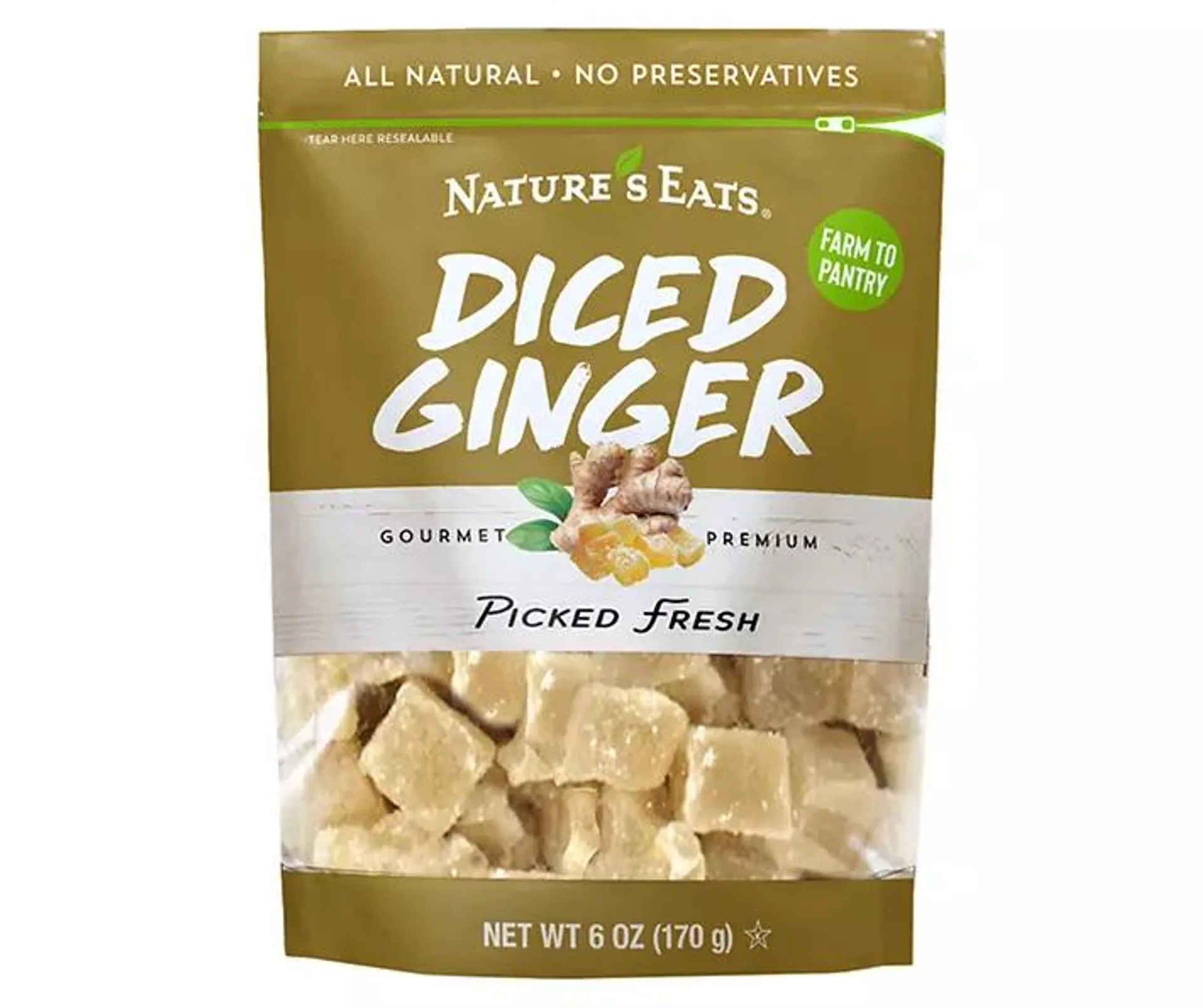 Dried Diced Ginger, 6 Oz.