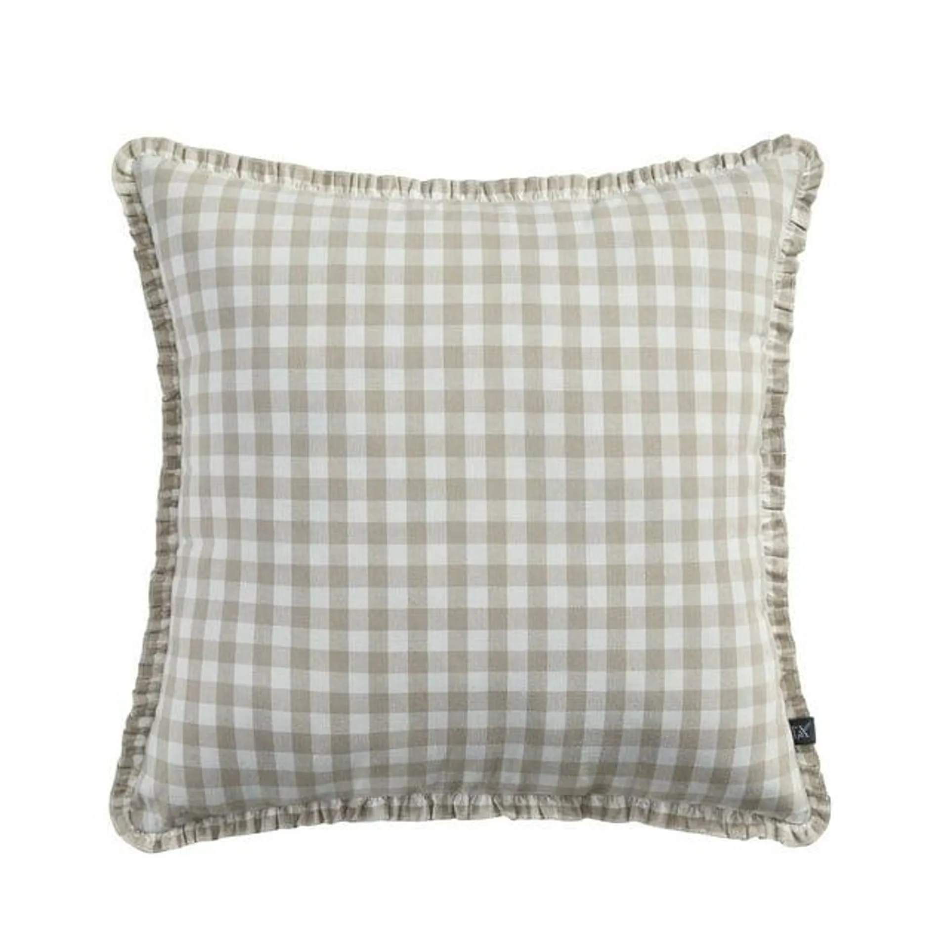 My Texas House 20" x 20" Taupe Gingham Plaid Reversible Decorative Pillow