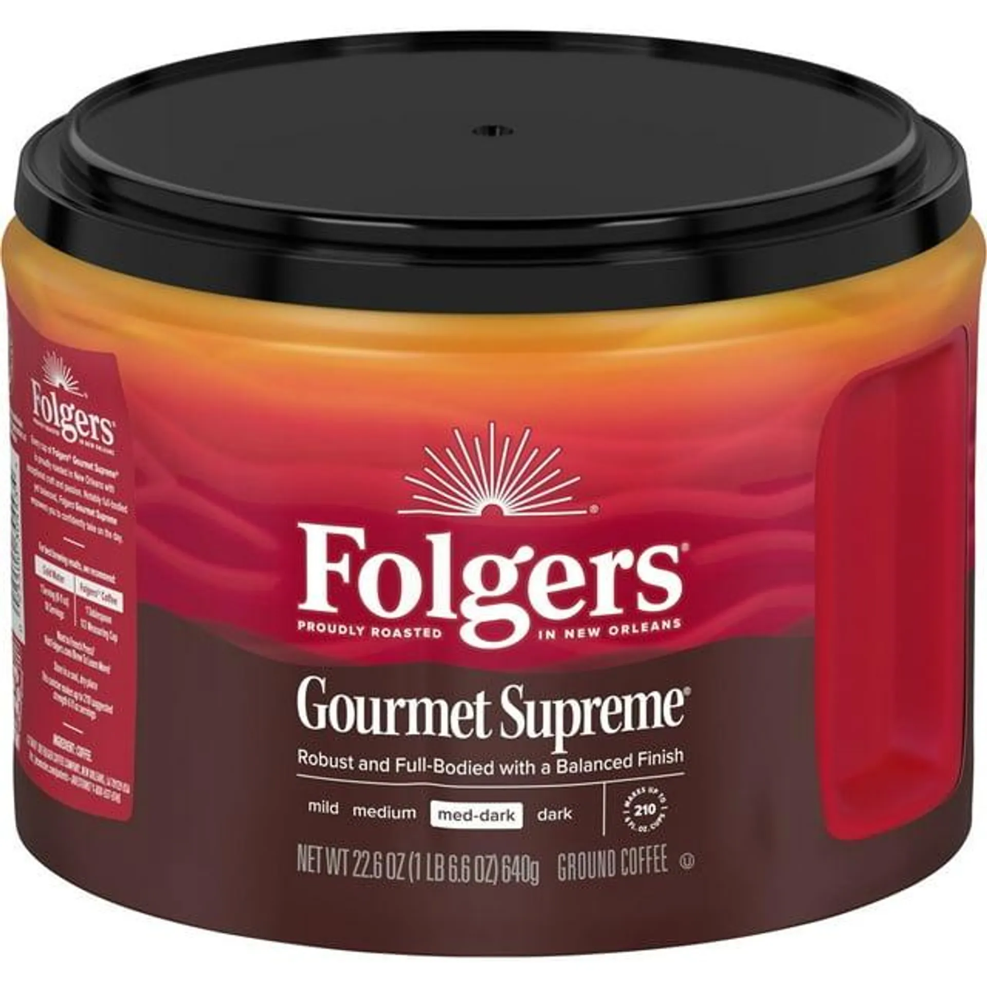 Folgers Gourmet Supreme Ground Coffee, Medium Dark Roast, 22.6 oz Canister