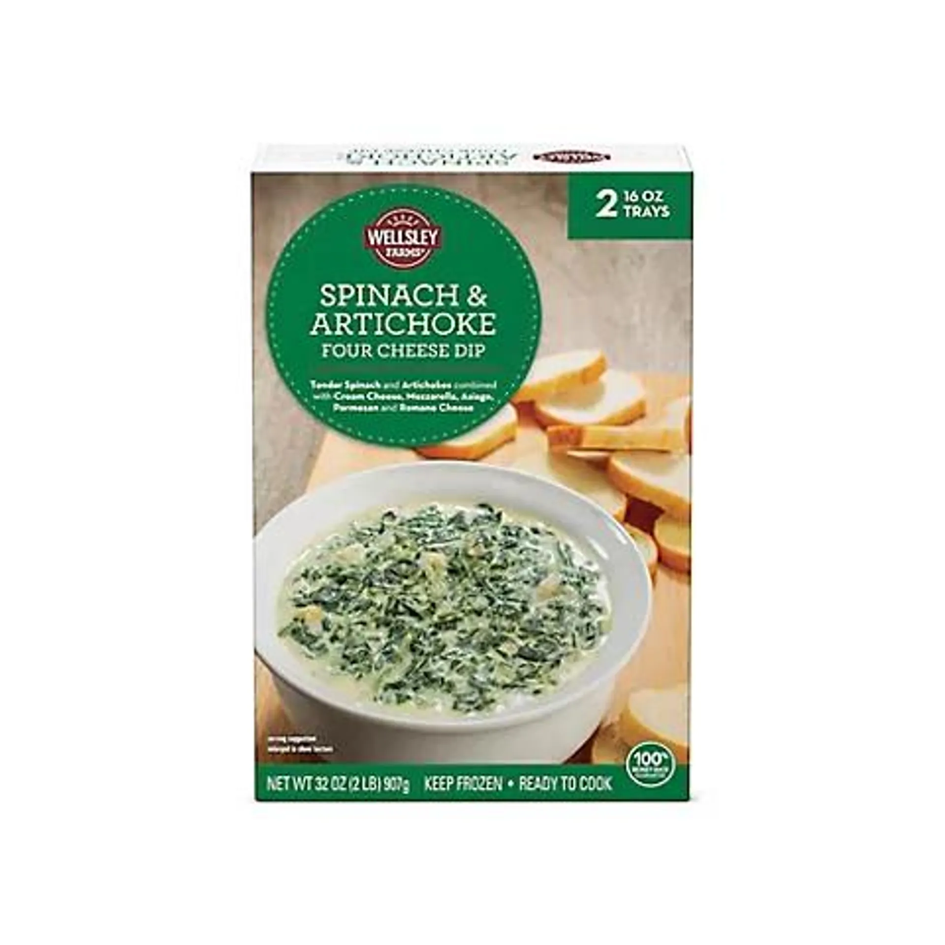 Wellsley Farms Spinach and Artichoke Four Cheese Dip, 2 pk./16 oz.