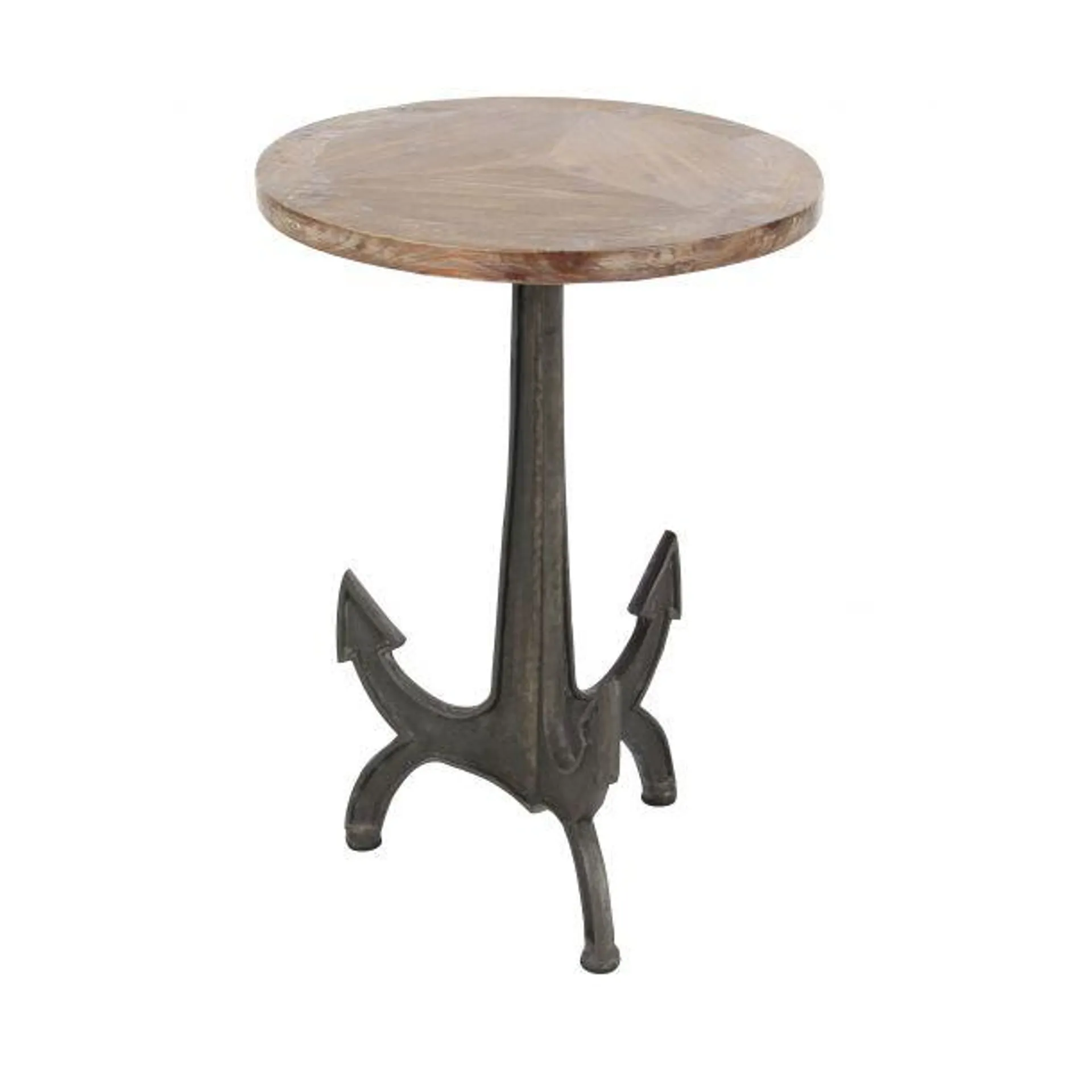 Black Iron and Wood Coastal Accent Table, 26x18x18