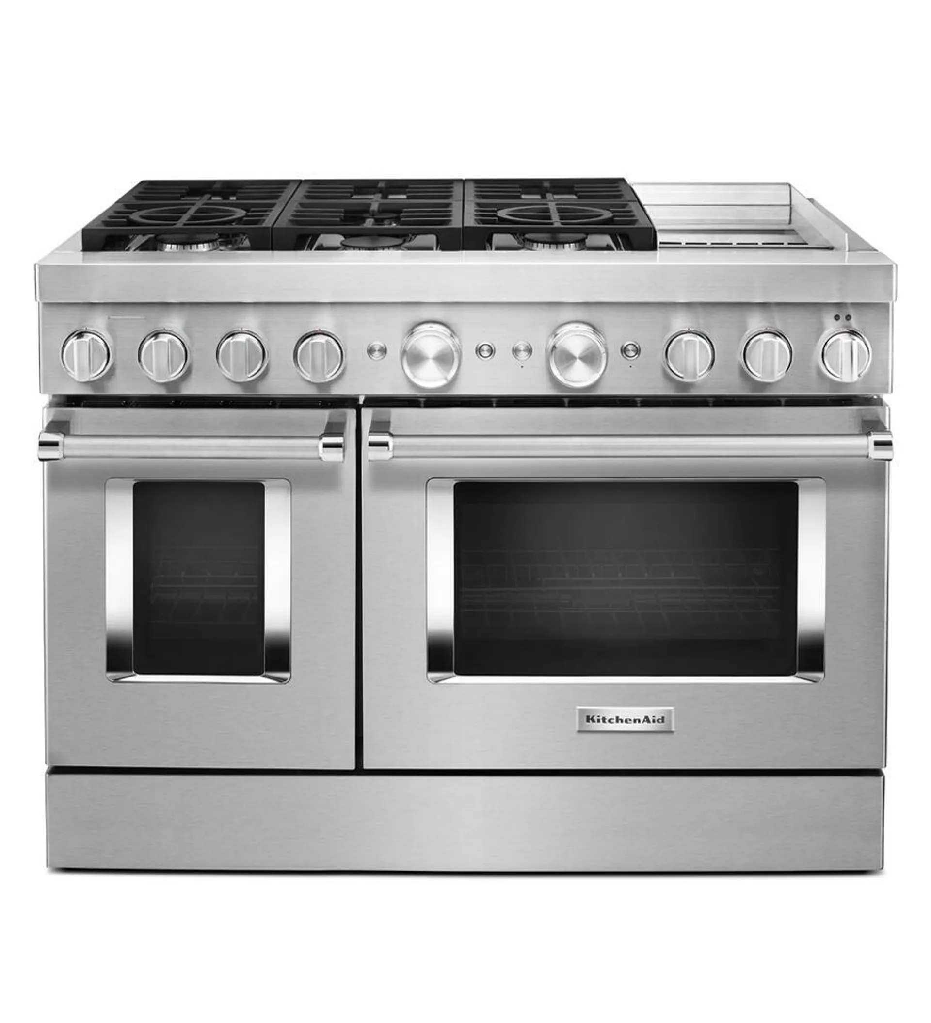 KitchenAid® 48" 6.3 cu ft Stainless Steel Smart Double-Oven Dual Fuel Range with Convection