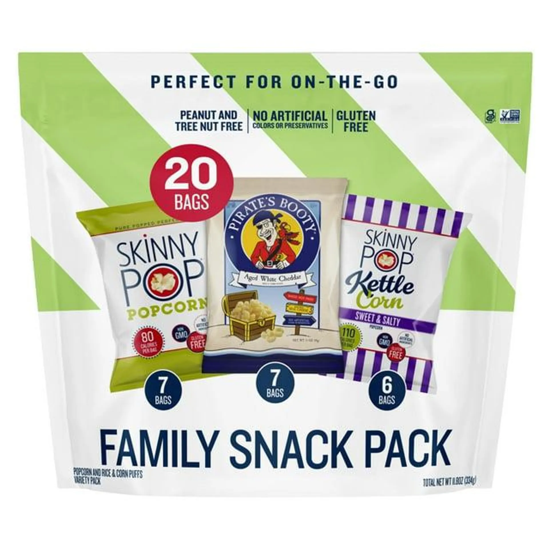 SkinnyPop and Pirate's Booty Gluten-Free Variety Pack, 0.5 oz Snack-Size Bags, 20 Count