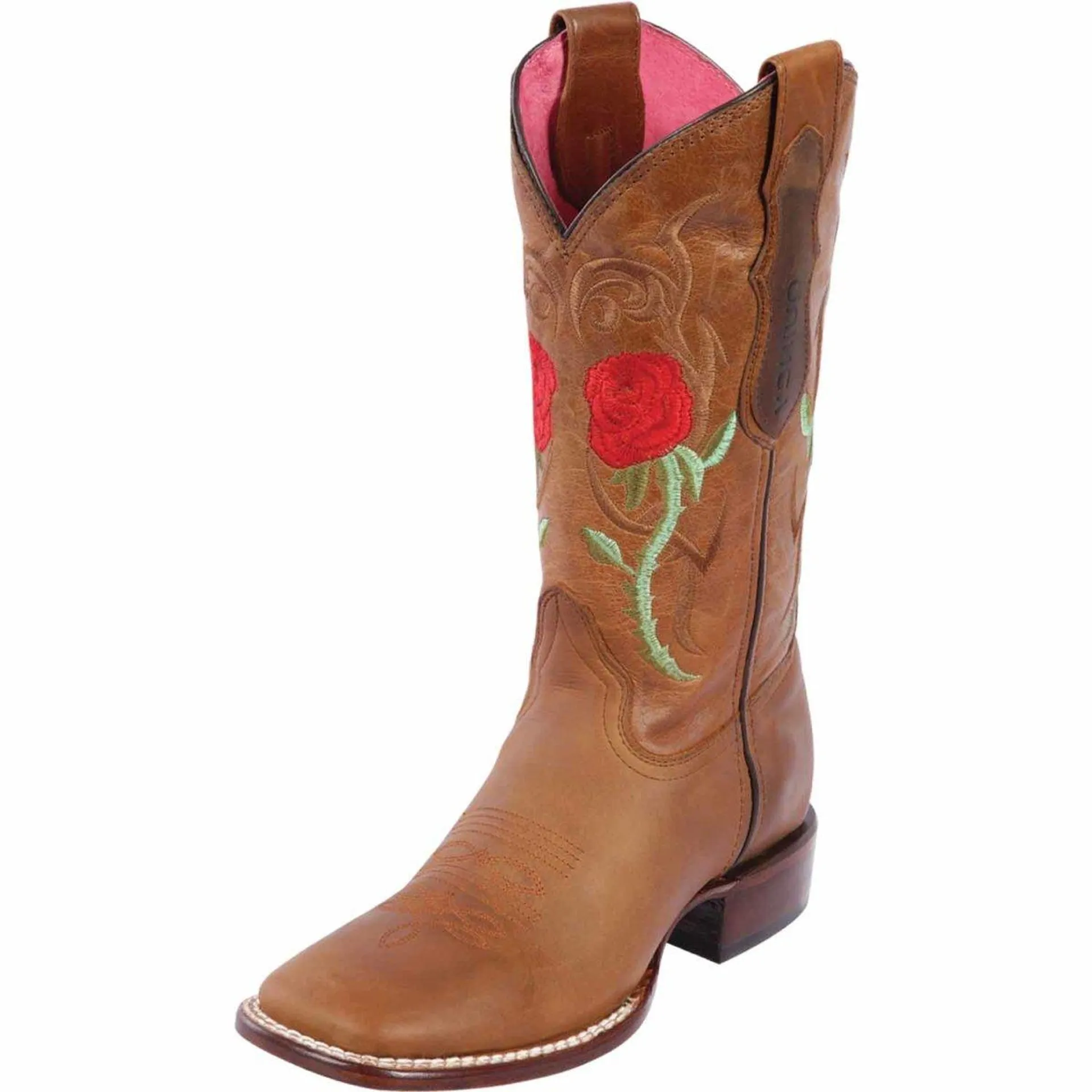 Botas Altas de Cuero con Flores para Mujer en Horma Rodeo Q322R6251