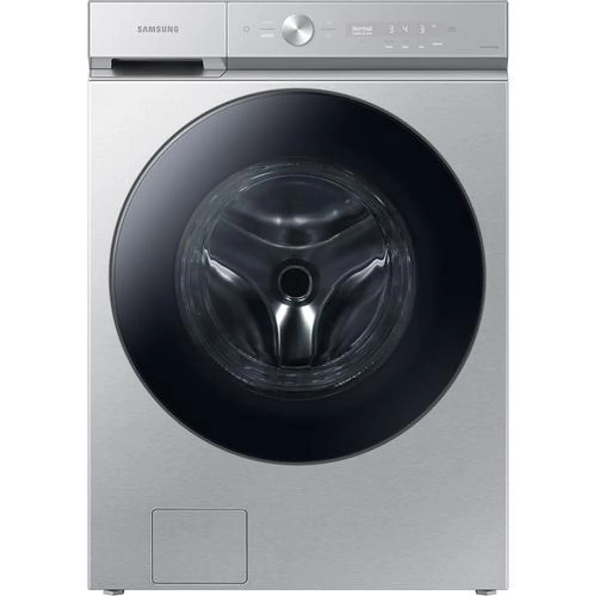 5.3 CuFt Smart Steam Front Load Silver Steel Washer with Super Speed Wash