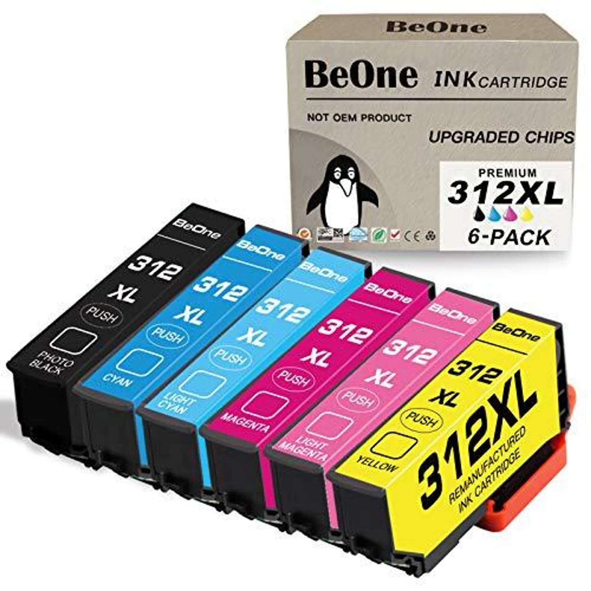 BeOne Remanufactured Ink Cartridge Replacement for Epson 312 XL 312XL T312 T312XL 6-Pack to Use with Expression Photo XP-8500