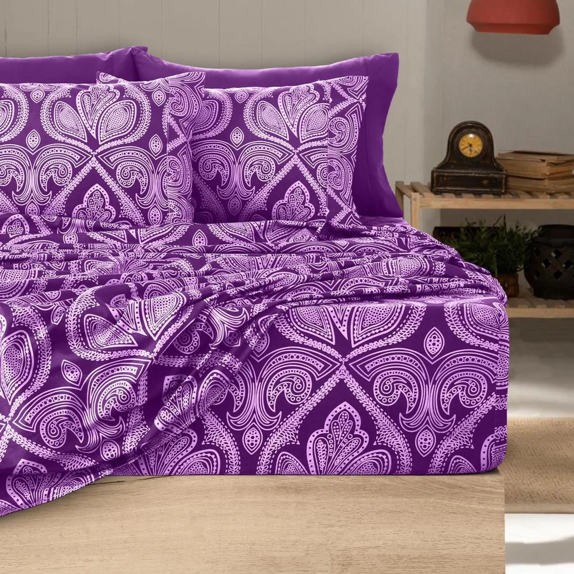 Lux Decor Collection Paisley Sheet Set - Luxury 4 and 6 Piece Soft Sheets - All Season Brushed Microfiber Bed Sheet Set