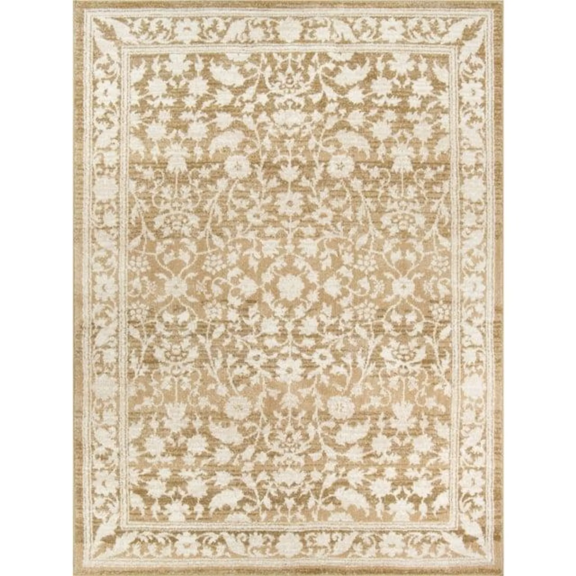 My Texas House Estelle 5'3" x 7' Gold White Floral Indoor Area Rug