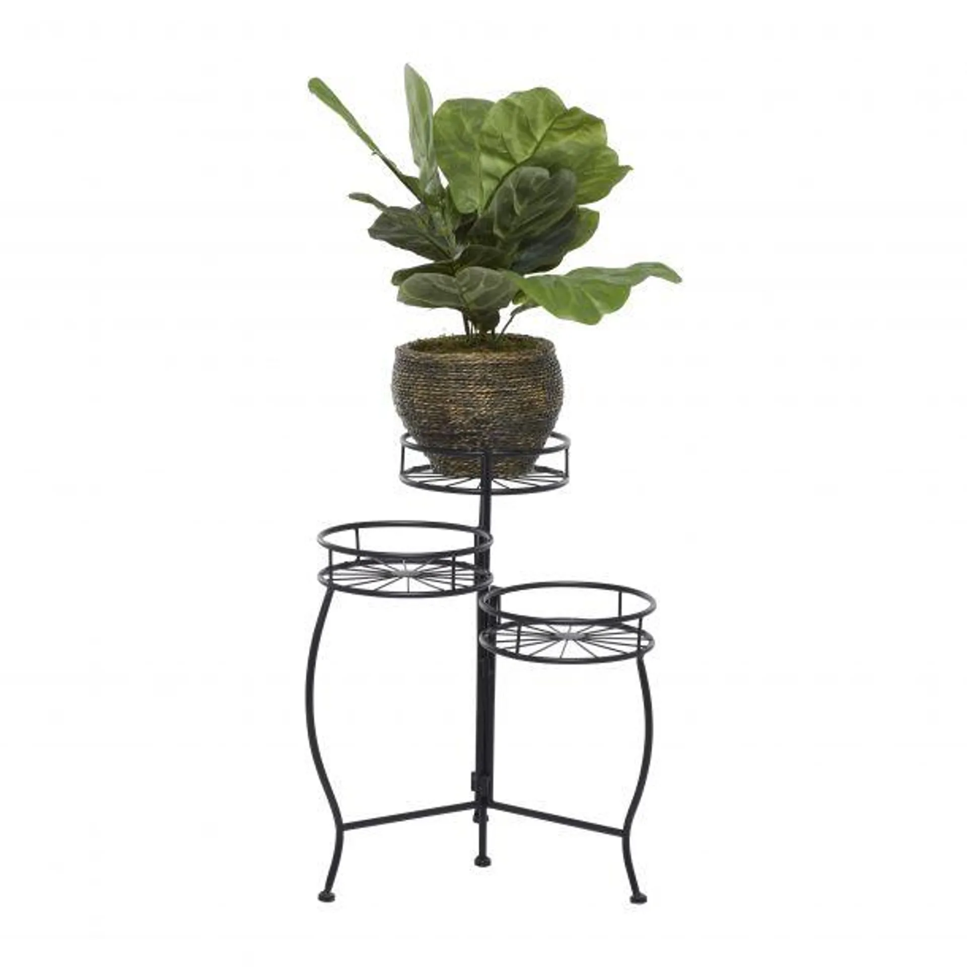 Marisol + Daisy Transitional 22" Metal Plant Stand with Curved legs - Black