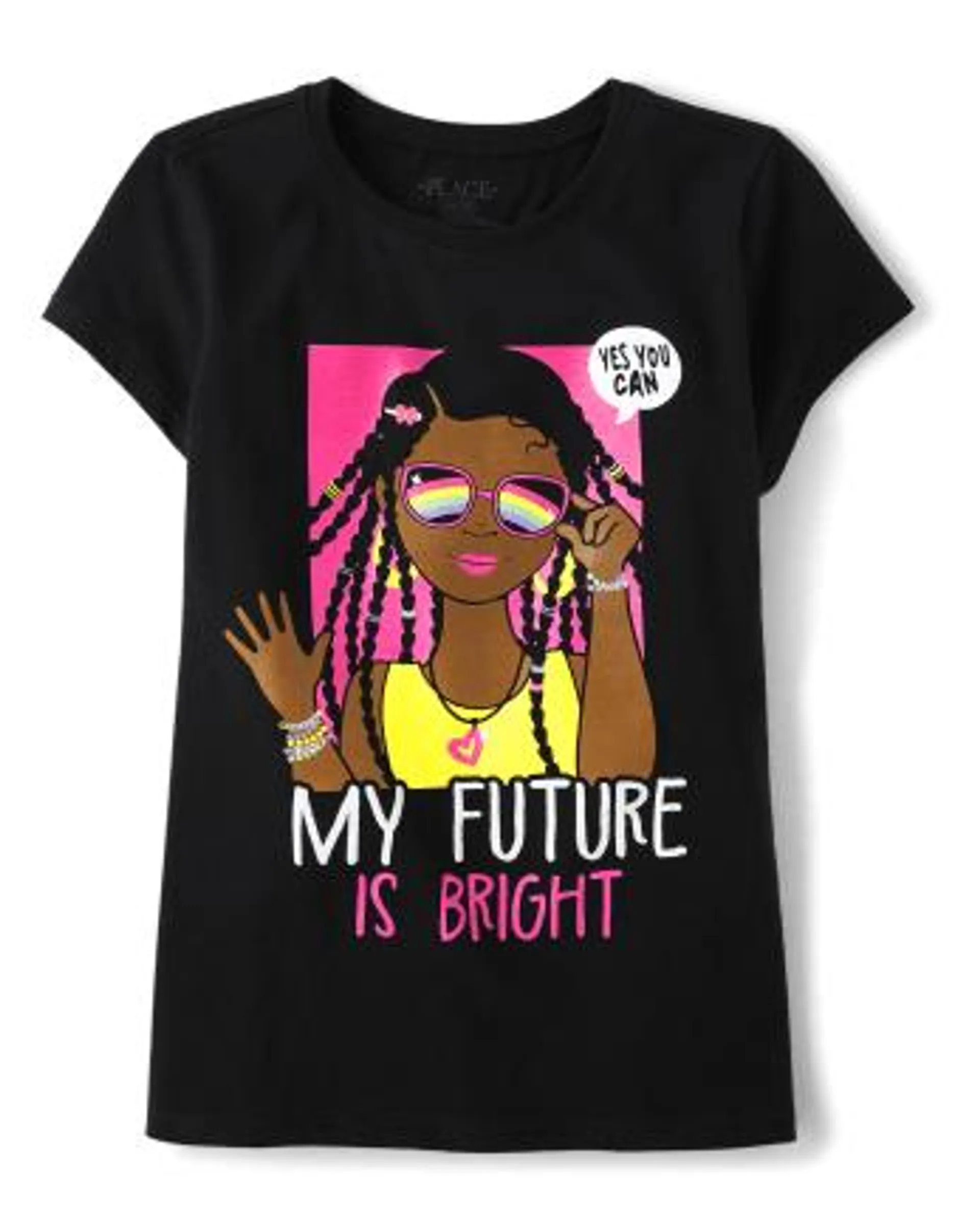 Girls Future Is Bright Graphic Tee - black