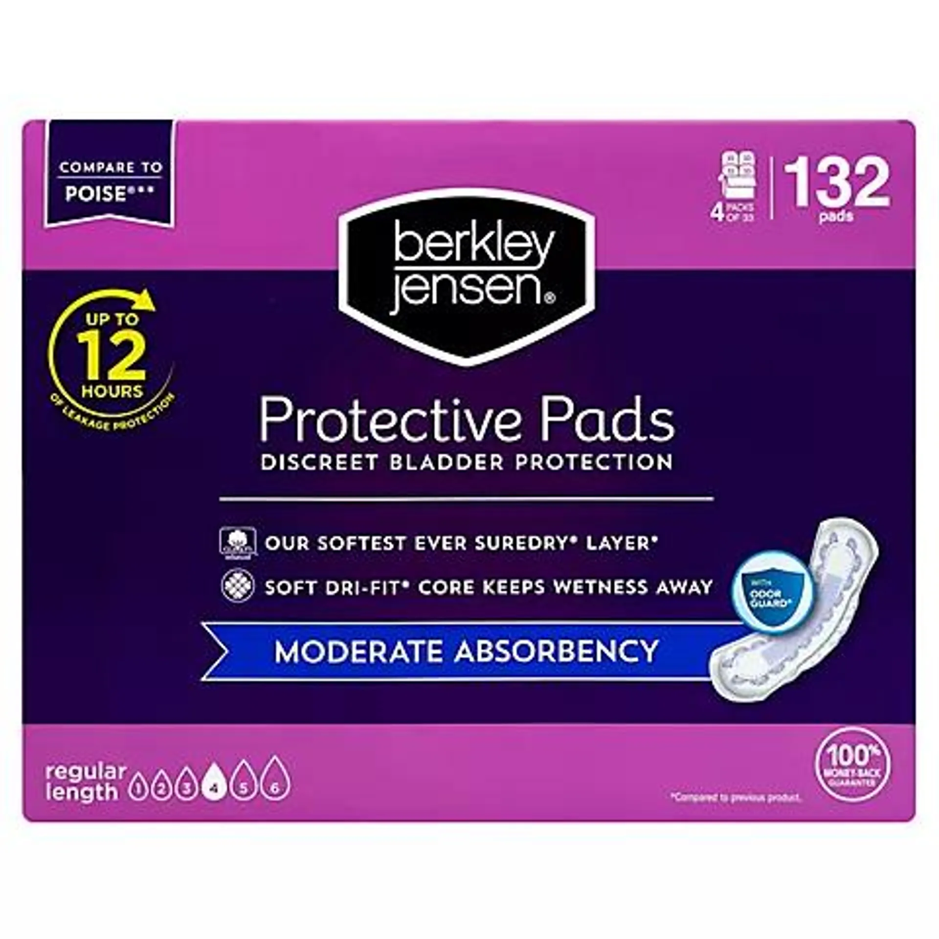 Berkley Jensen Moderate Bladder Control Pad, 132 ct.