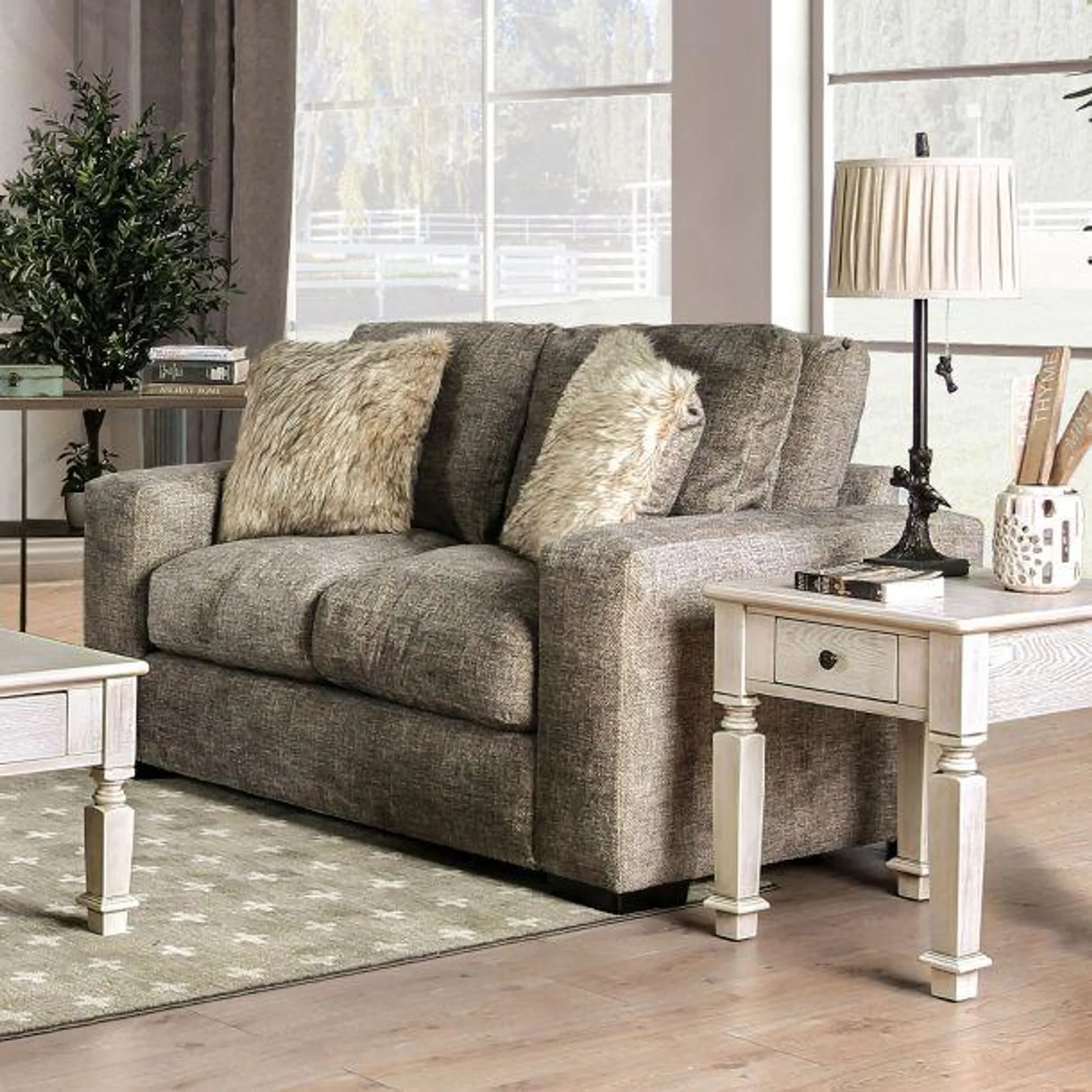 Crane 67" Loveseat with Wide Track Arms by Furniture of America - Brown