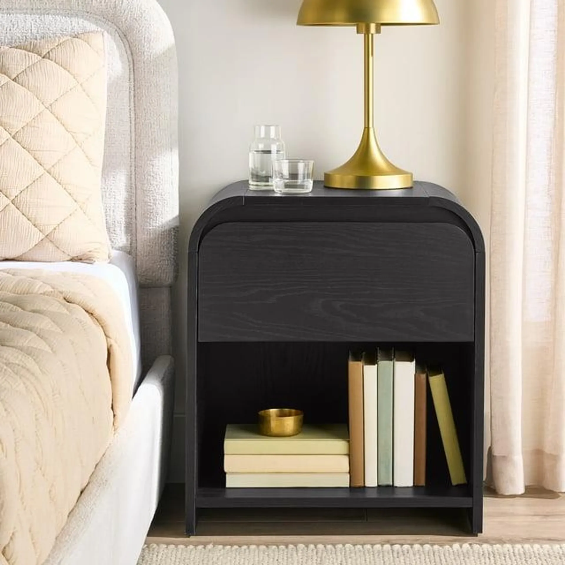 Better Homes & Gardens Juliet Nightstand with USB, Rich Black Finish