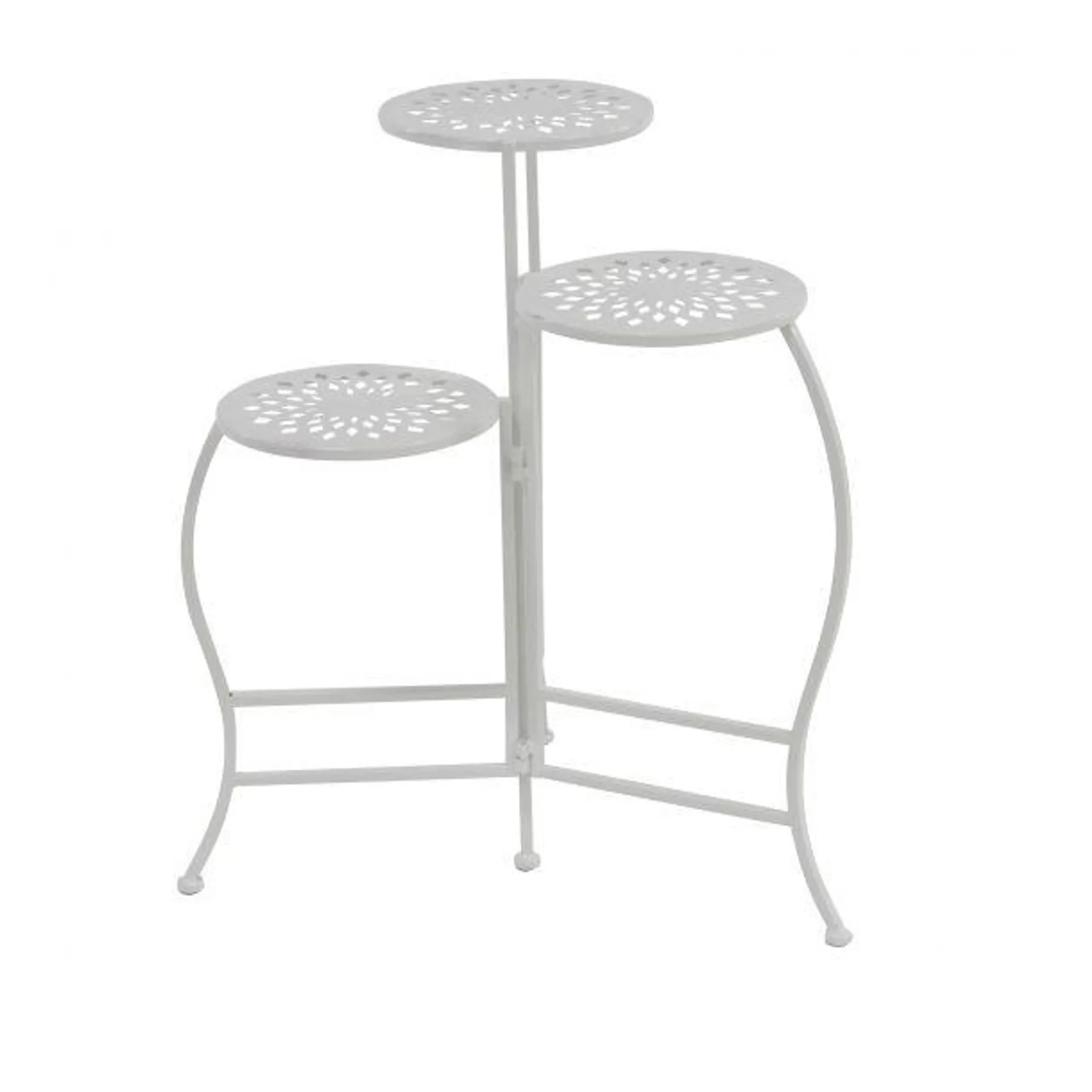 Set of 3 White Metal Traditional Plantstand, 19" x 24"