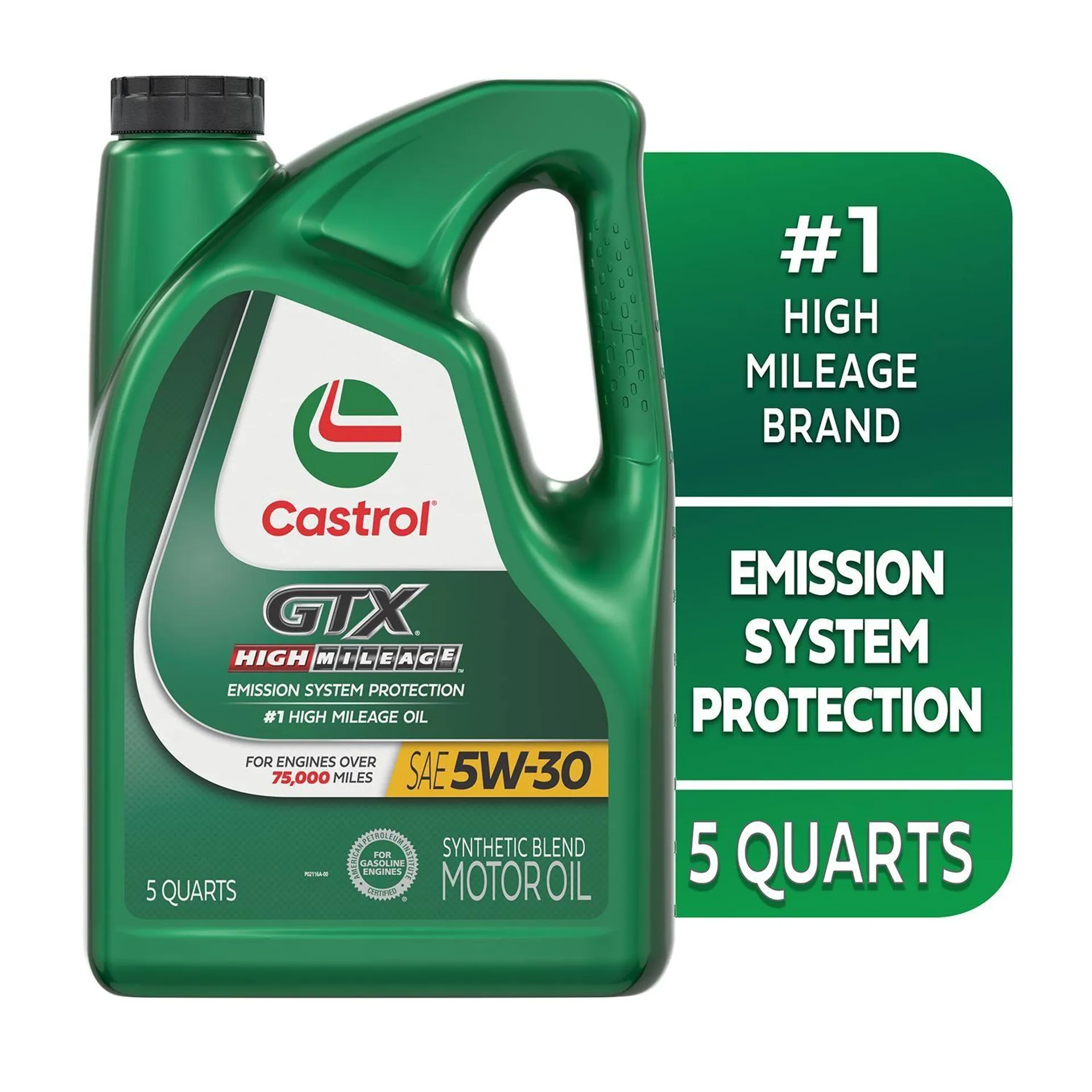 Castrol GTX High Mileage Synthetic Blend Engine Oil 5W-30 5 Quart