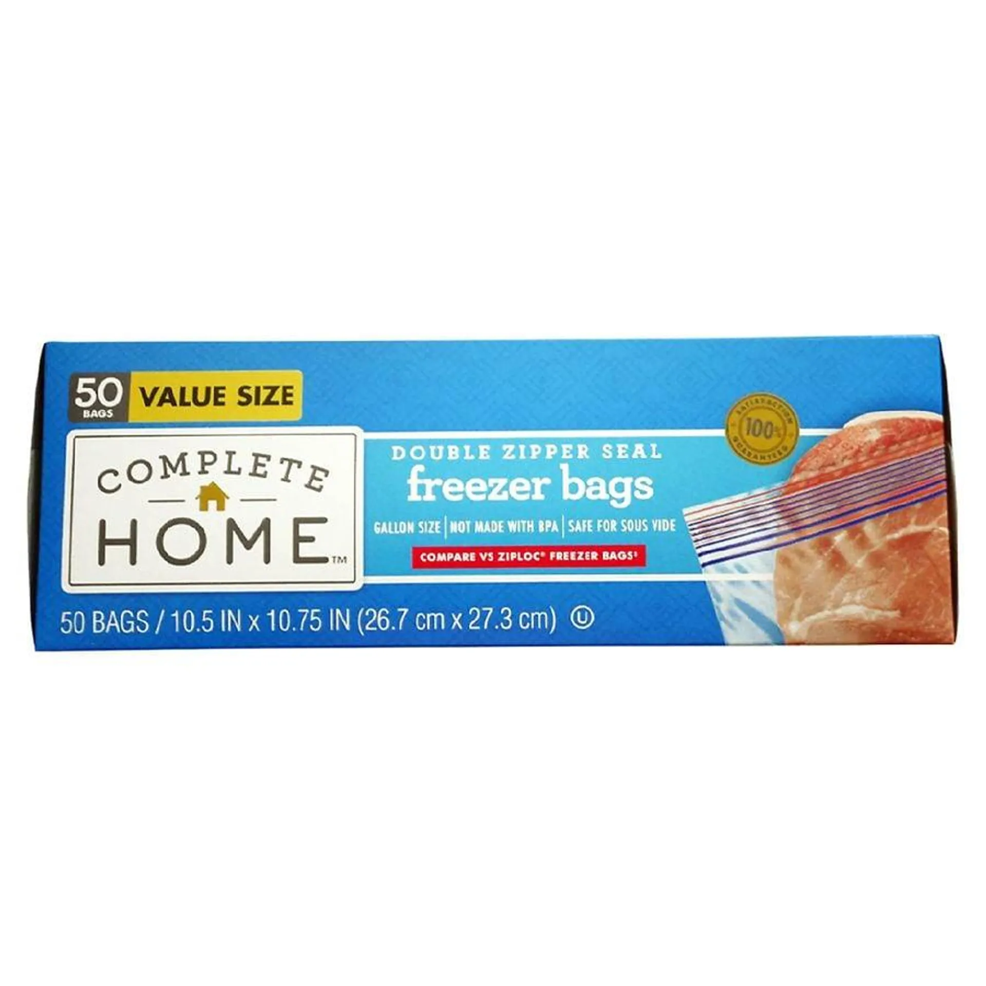 Complete Home Zipper Freezer Bags Gallon, 50.0 ea