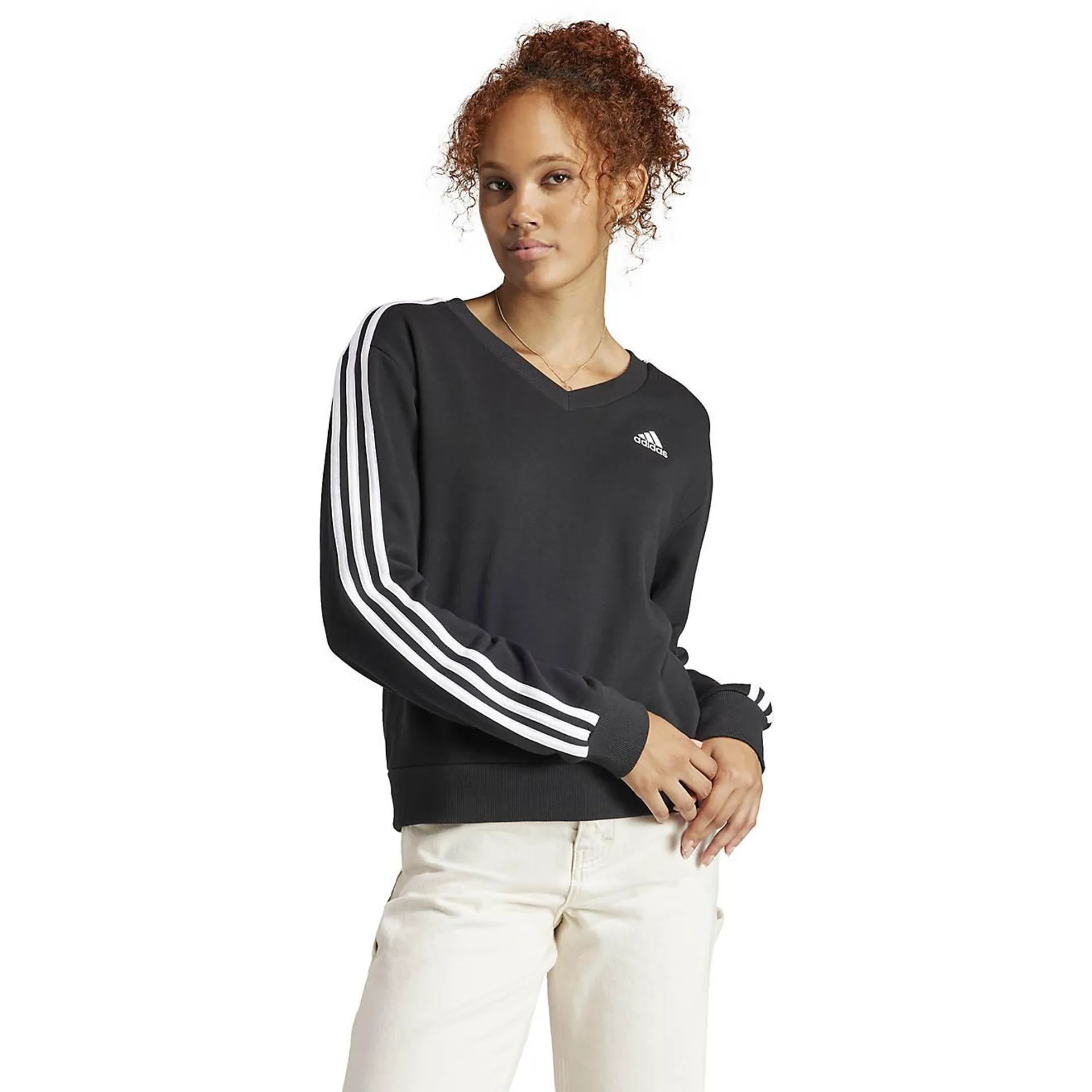 adidas Women's Essentials 3-Stripes V-neck Sweatshirt