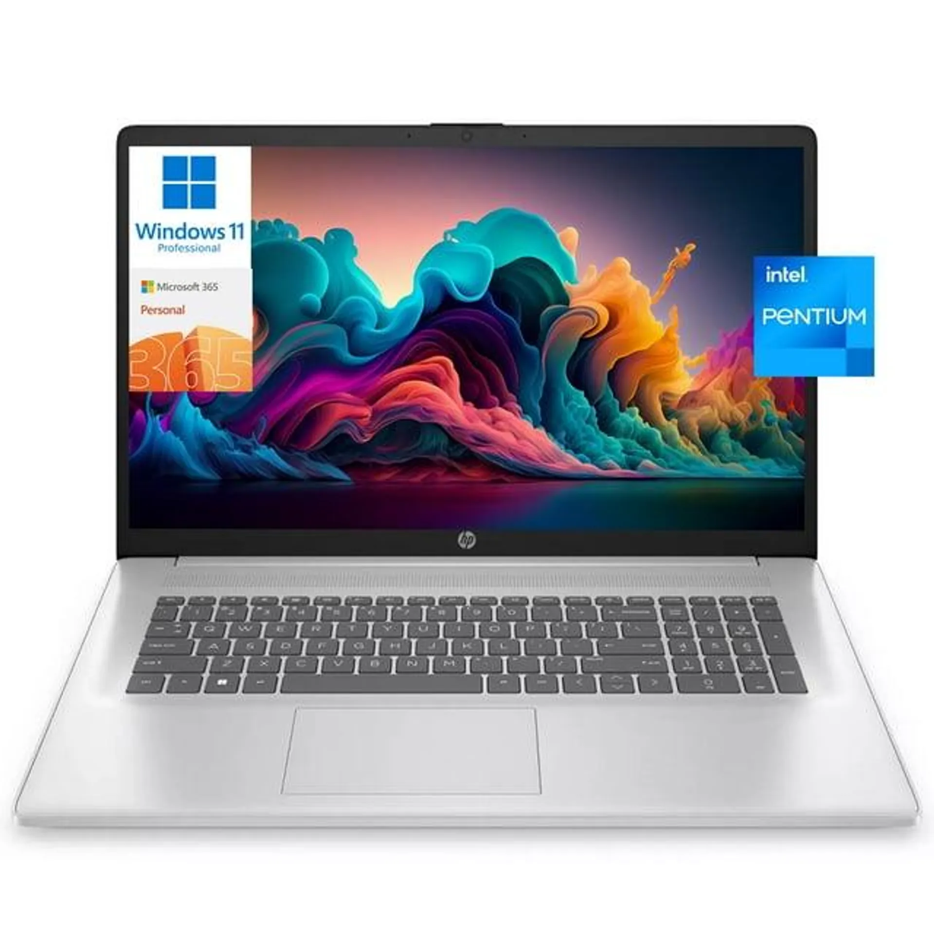 HP 17 17.3" HD+ Touchscreen Business Laptop Computer, Intel Pentium Silver N5030, 16GB RAM, 1TB SSD, 1-Year Office 365, Long Battery Life, Wi-Fi 5, Bt 5, HDMI, Silver