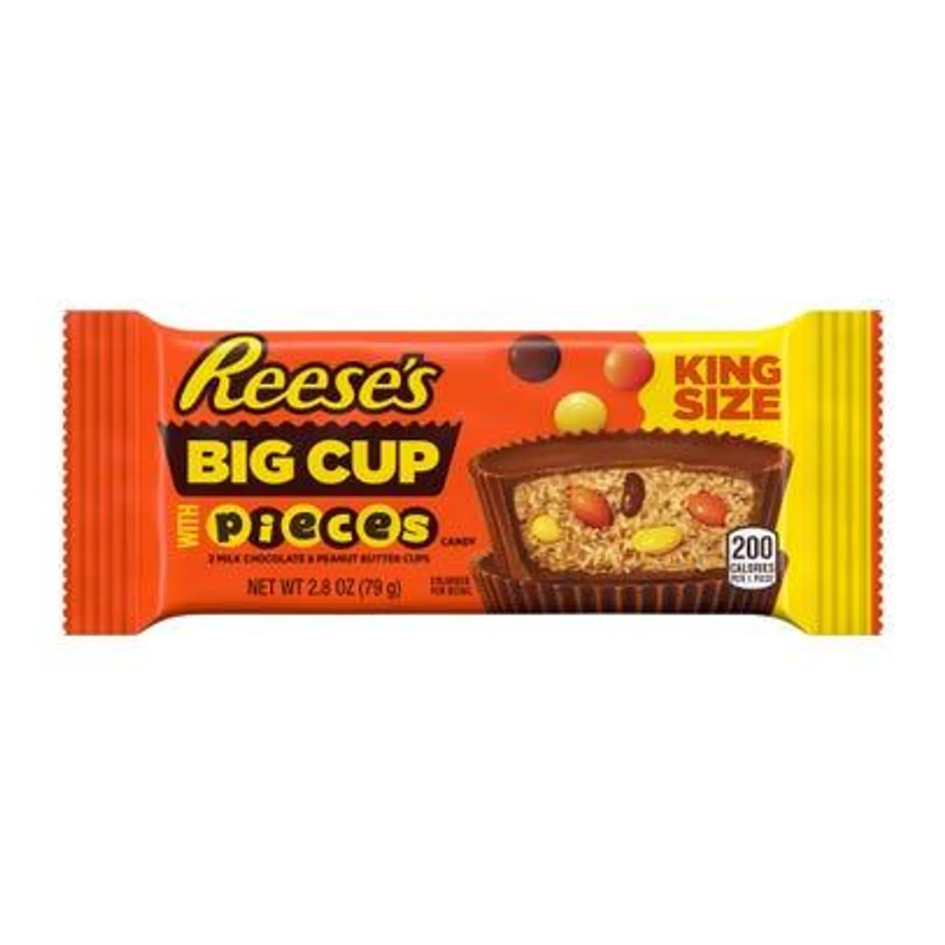 Reese's Big Cup with Pieces Milk Chocolate & Peanut Butter Cups - King Size, 2.8 oz