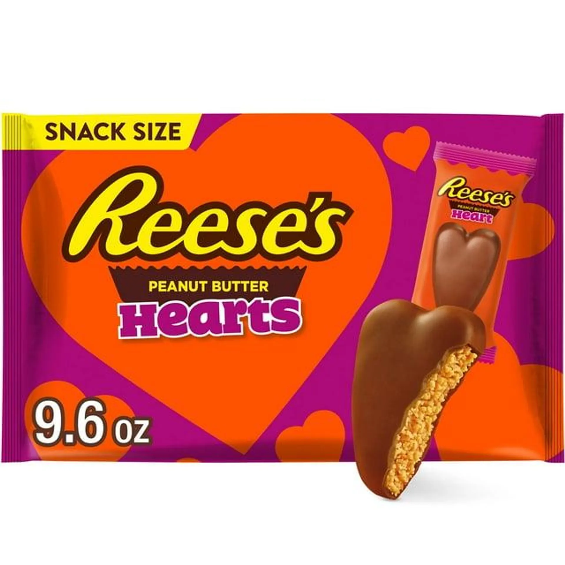 Reese's Milk Chocolate Snack Size Peanut Butter Hearts Valentine's Candy, Bag 9.6 oz