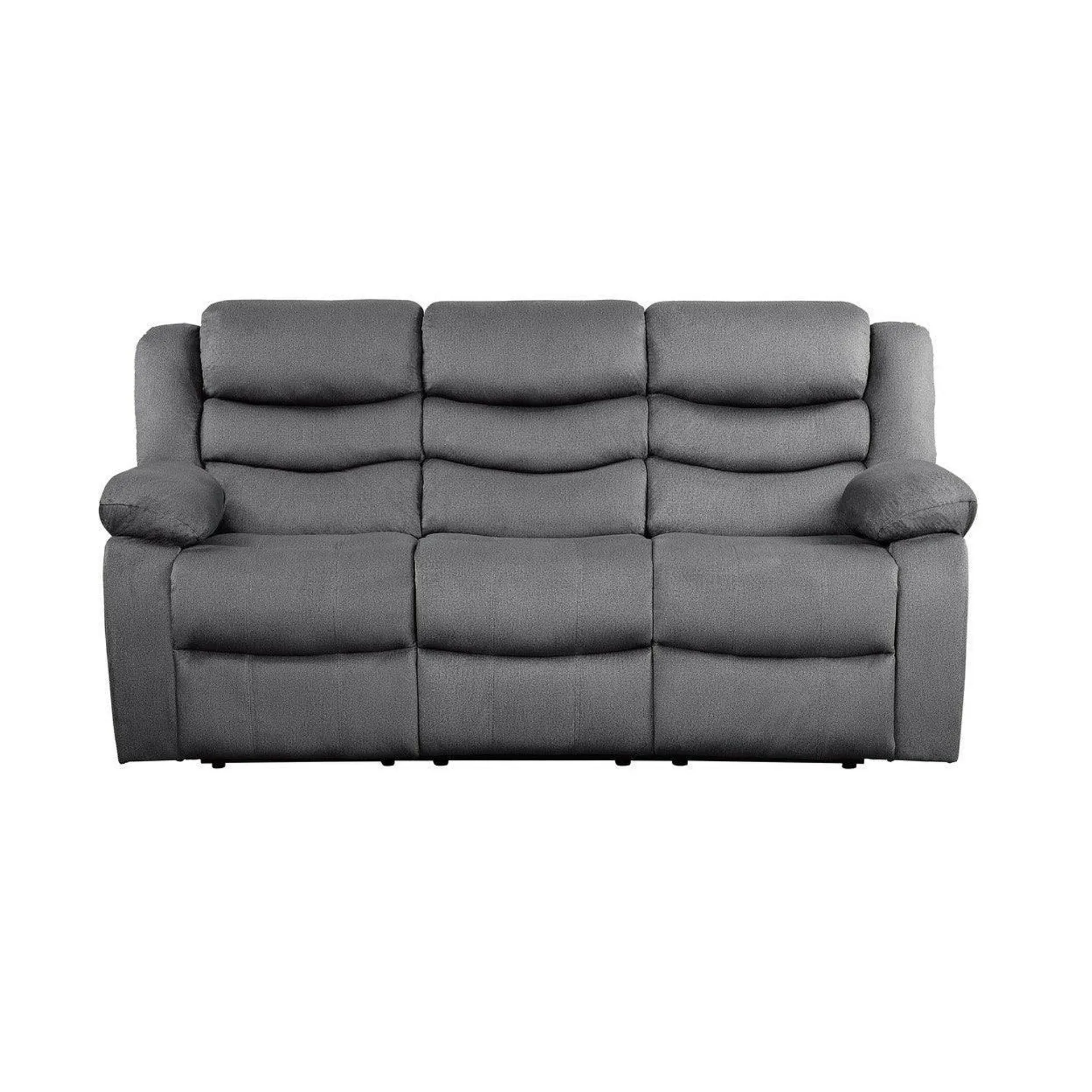 Sofá doble reclinable, gris 100% poliéster