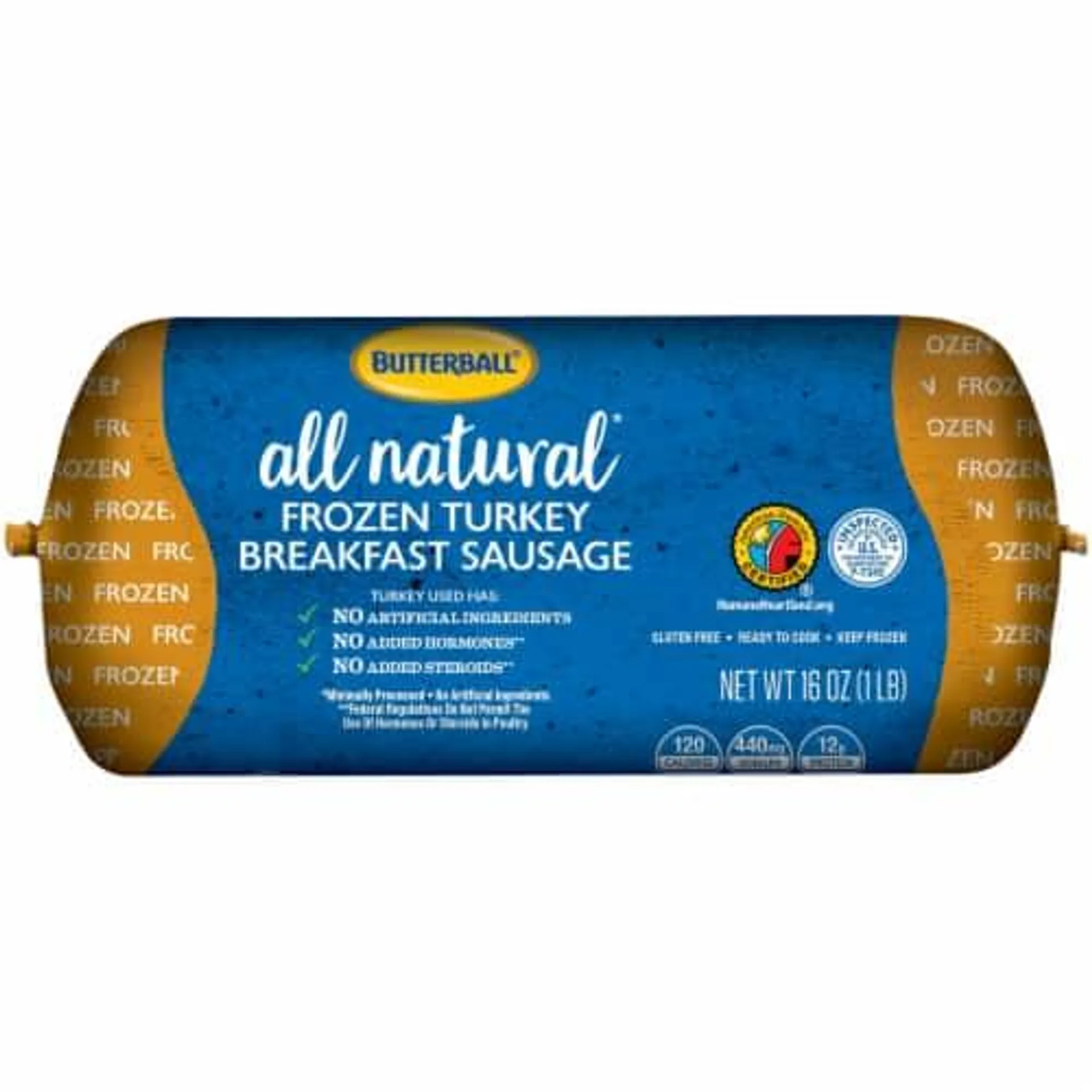 Butterball All Natural Frozen Turkey Breakfast Sausage Roll