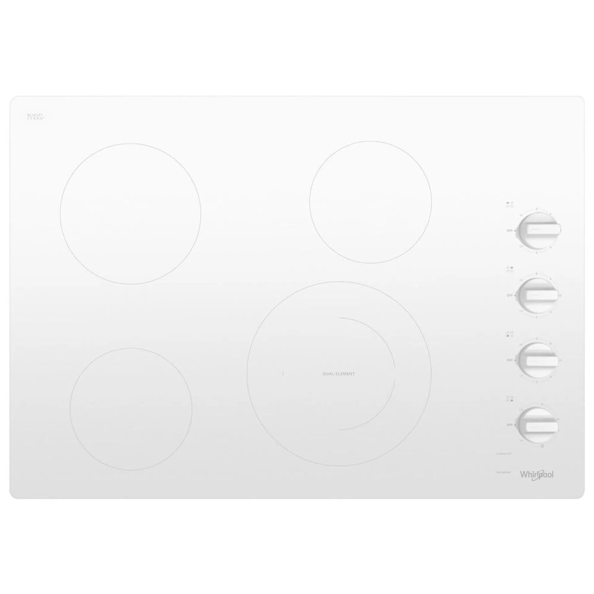 Whirlpool® 30" White Electric Cooktop (Smooth Top)