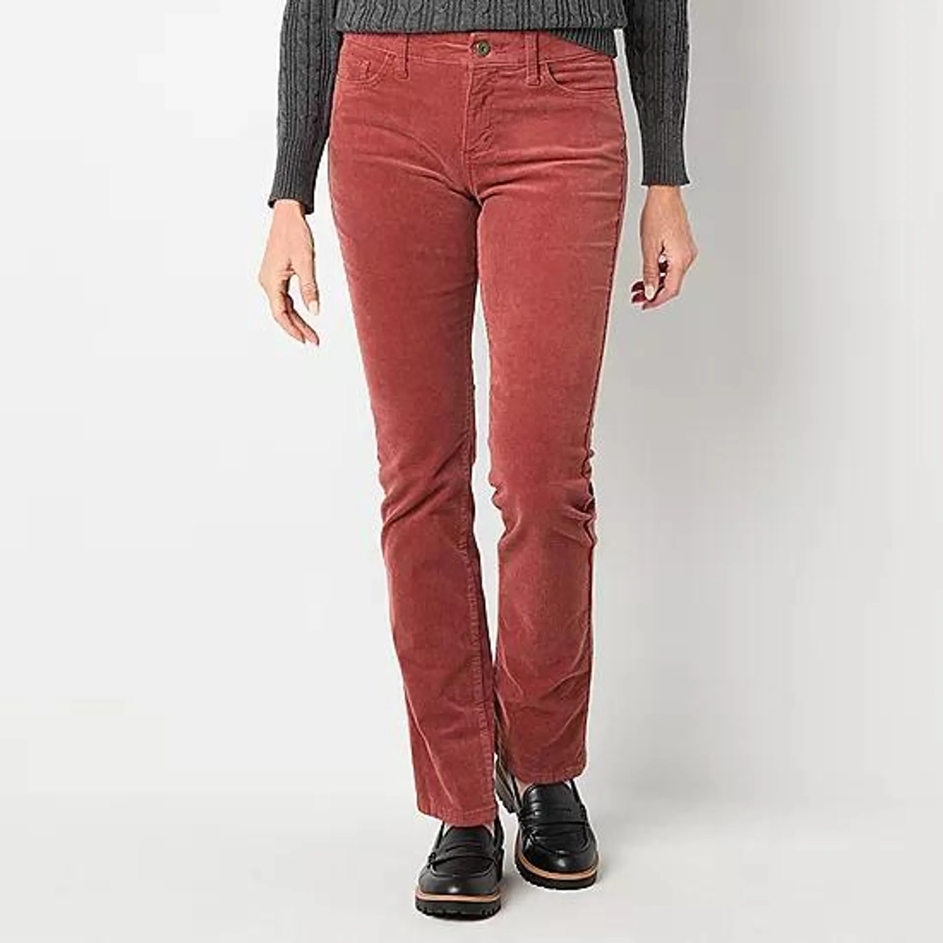 St. John's Bay Womens Mid Rise Straight Corduroy Pant - Tall